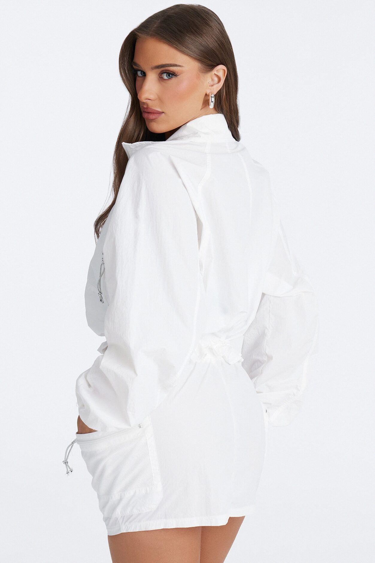 Stay Cool Cropped Windbreaker Jacket - White