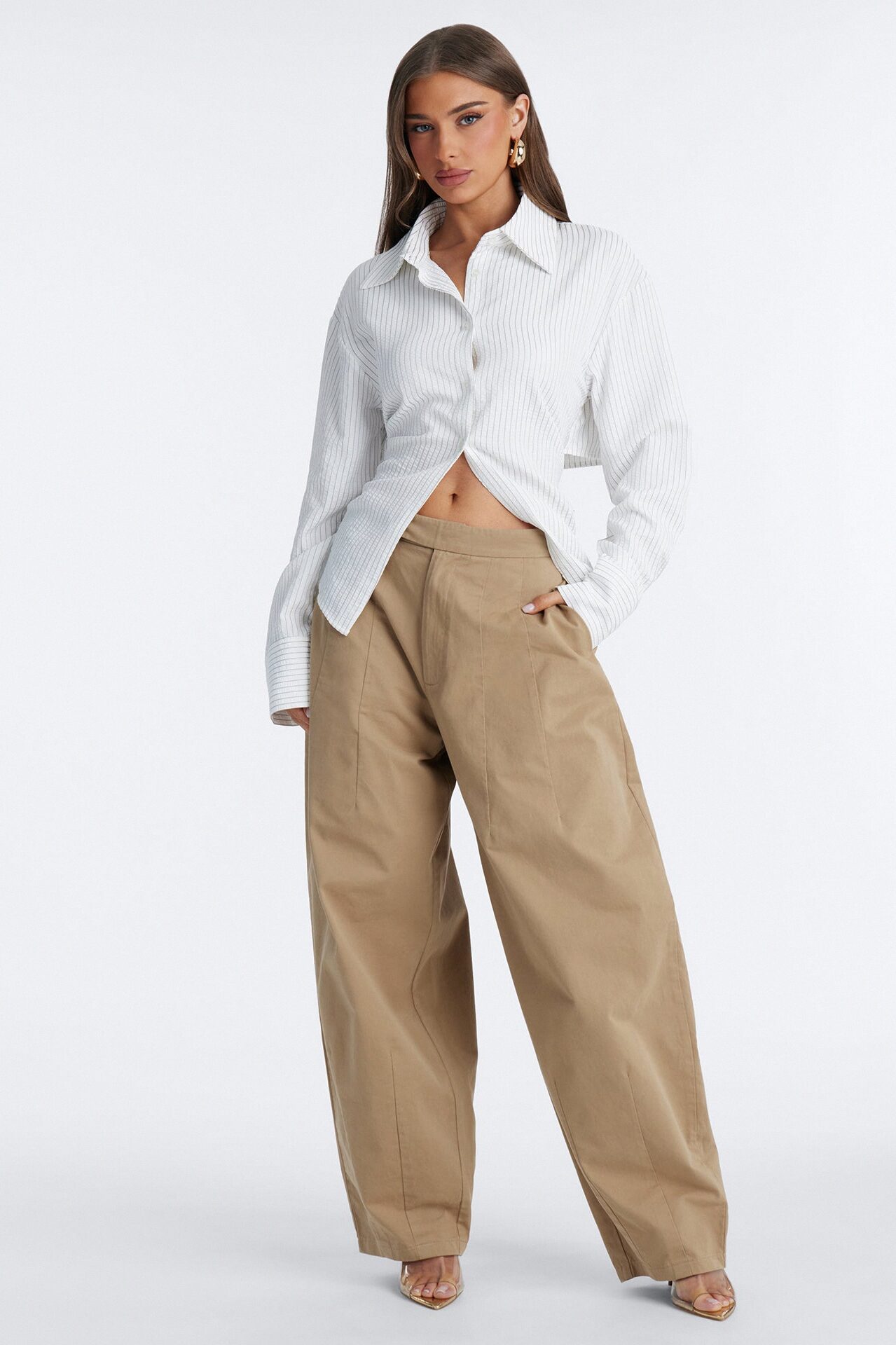 Like You Mean It Tie Back Pinstripe Shirt - White/combo