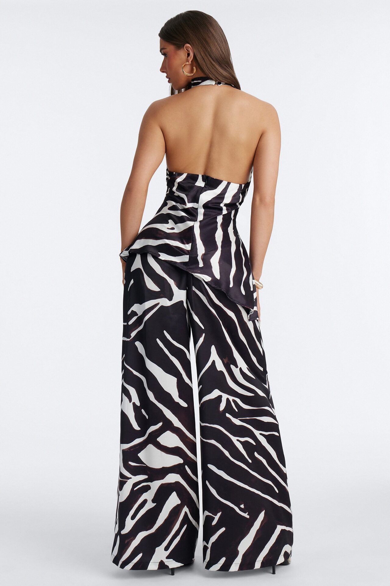Short Mali Zebra Wide Leg Jumpsuit - Brown