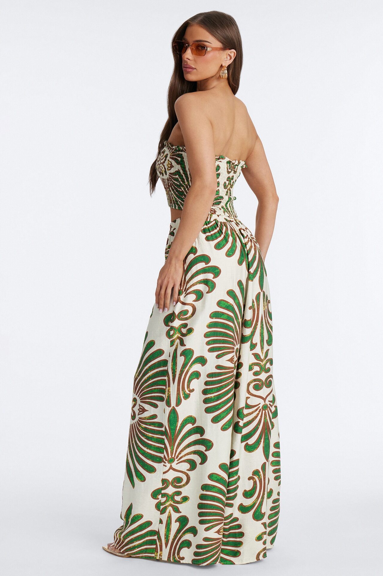 Jenna Printed Linen Pant Set - Green/combo