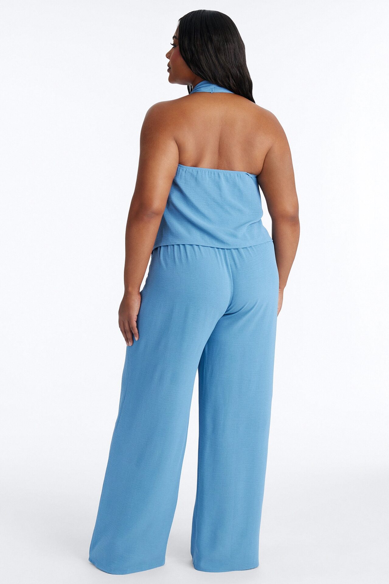 Natalie Halter Cowl Pant Set - Blue
