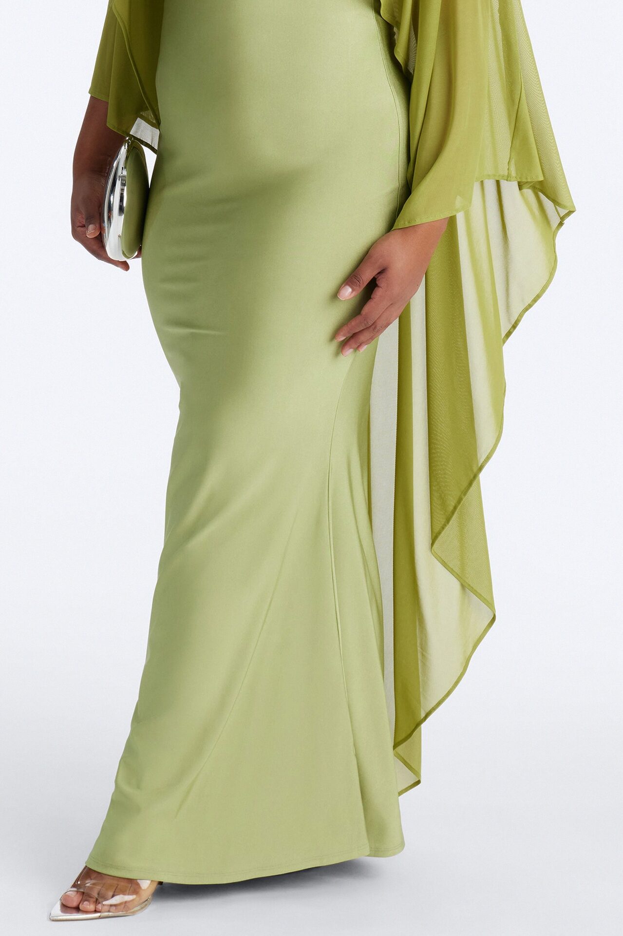 Staying True Satin Maxi Dress - Sage