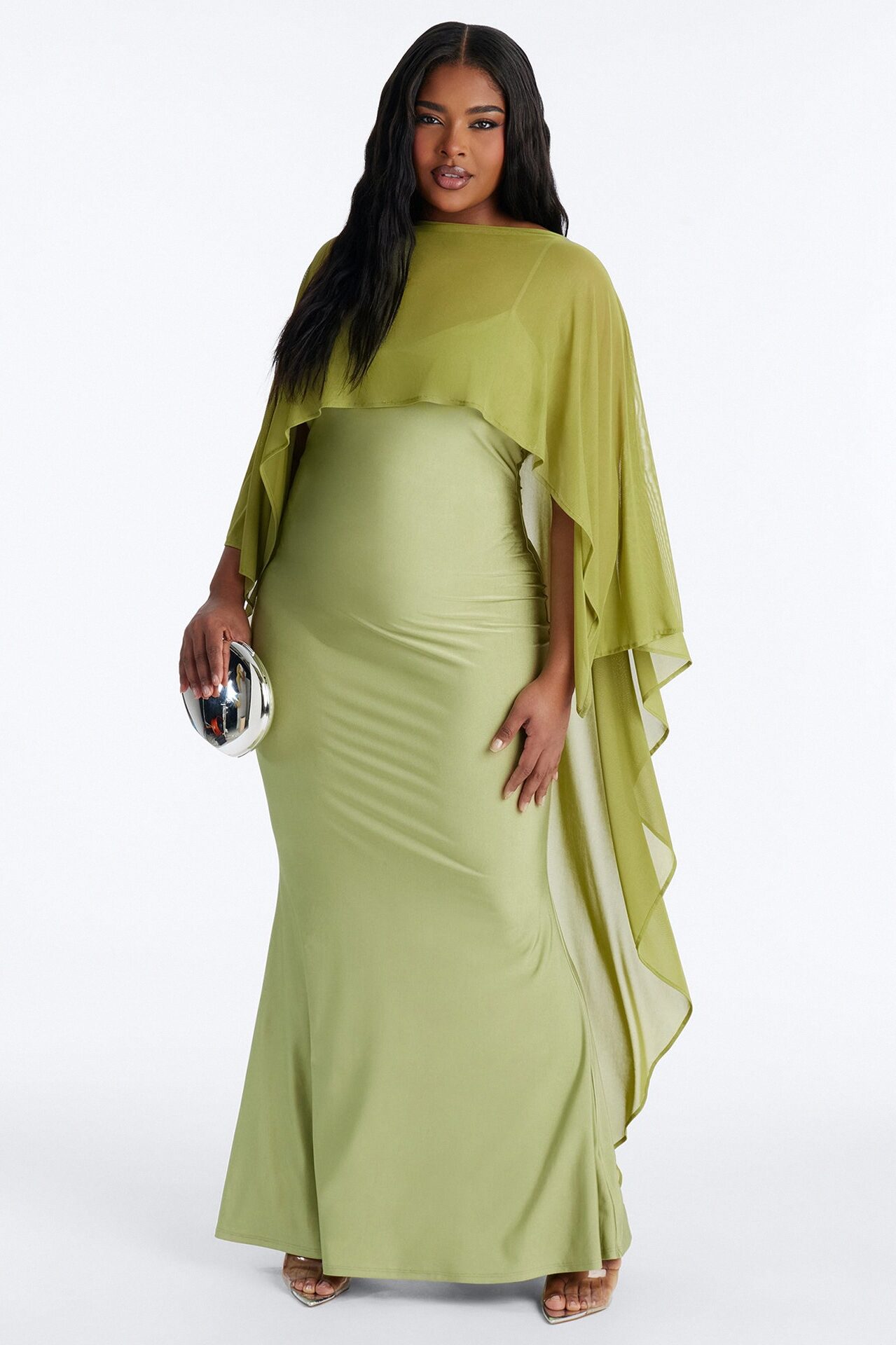 Staying True Satin Maxi Dress - Sage