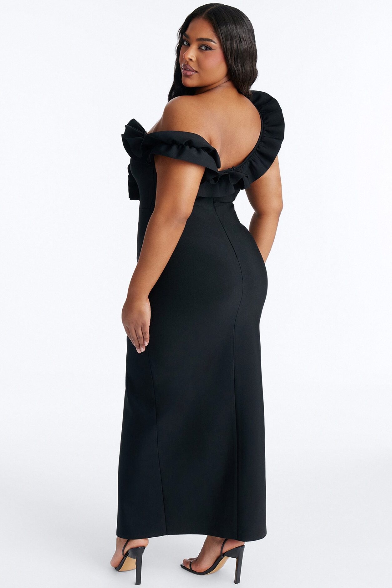 Simone Ruffle Bandage Maxi Dress - Black