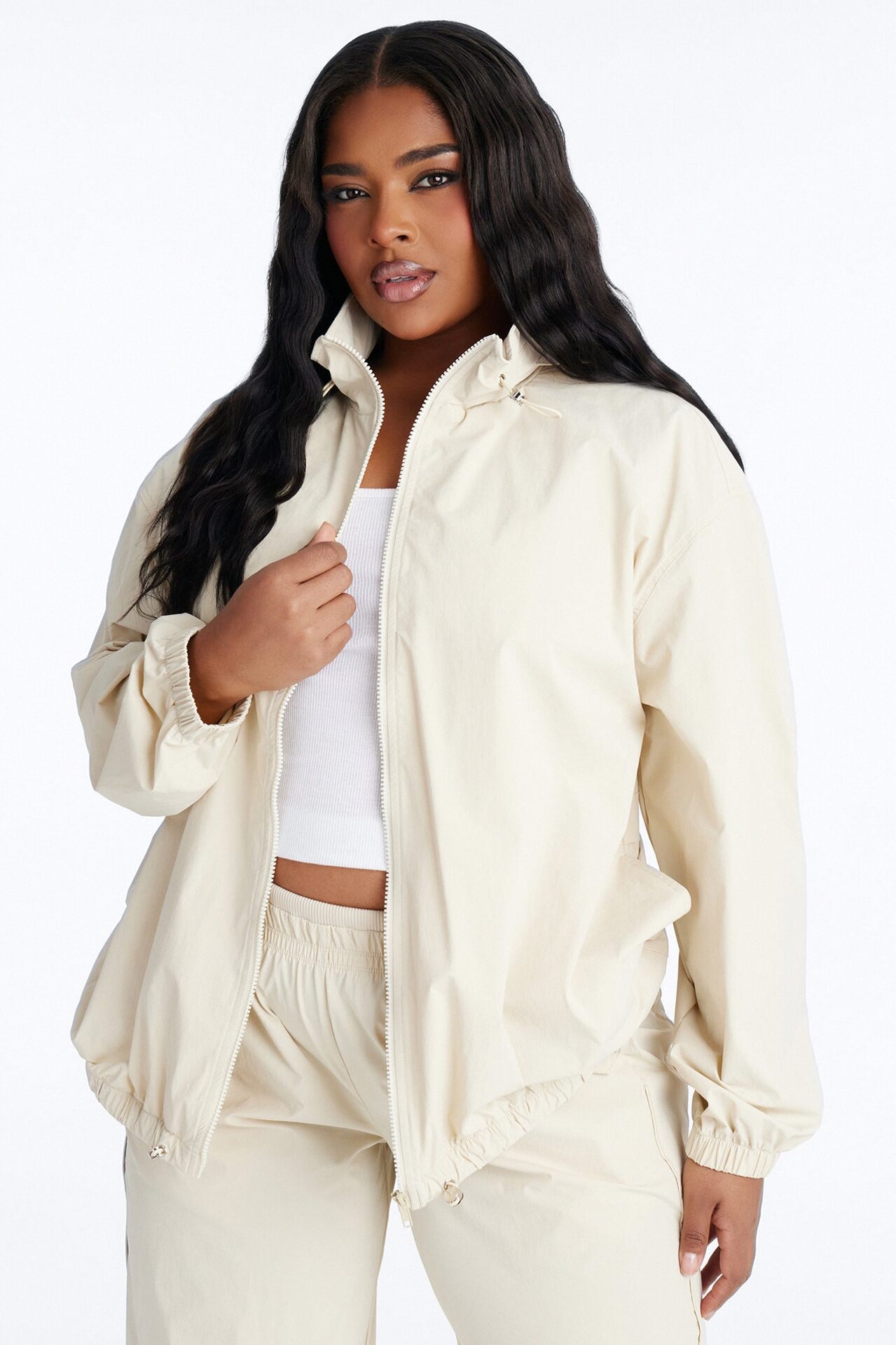 Keep It Moving Windbreaker Lounge Jacket - Sand