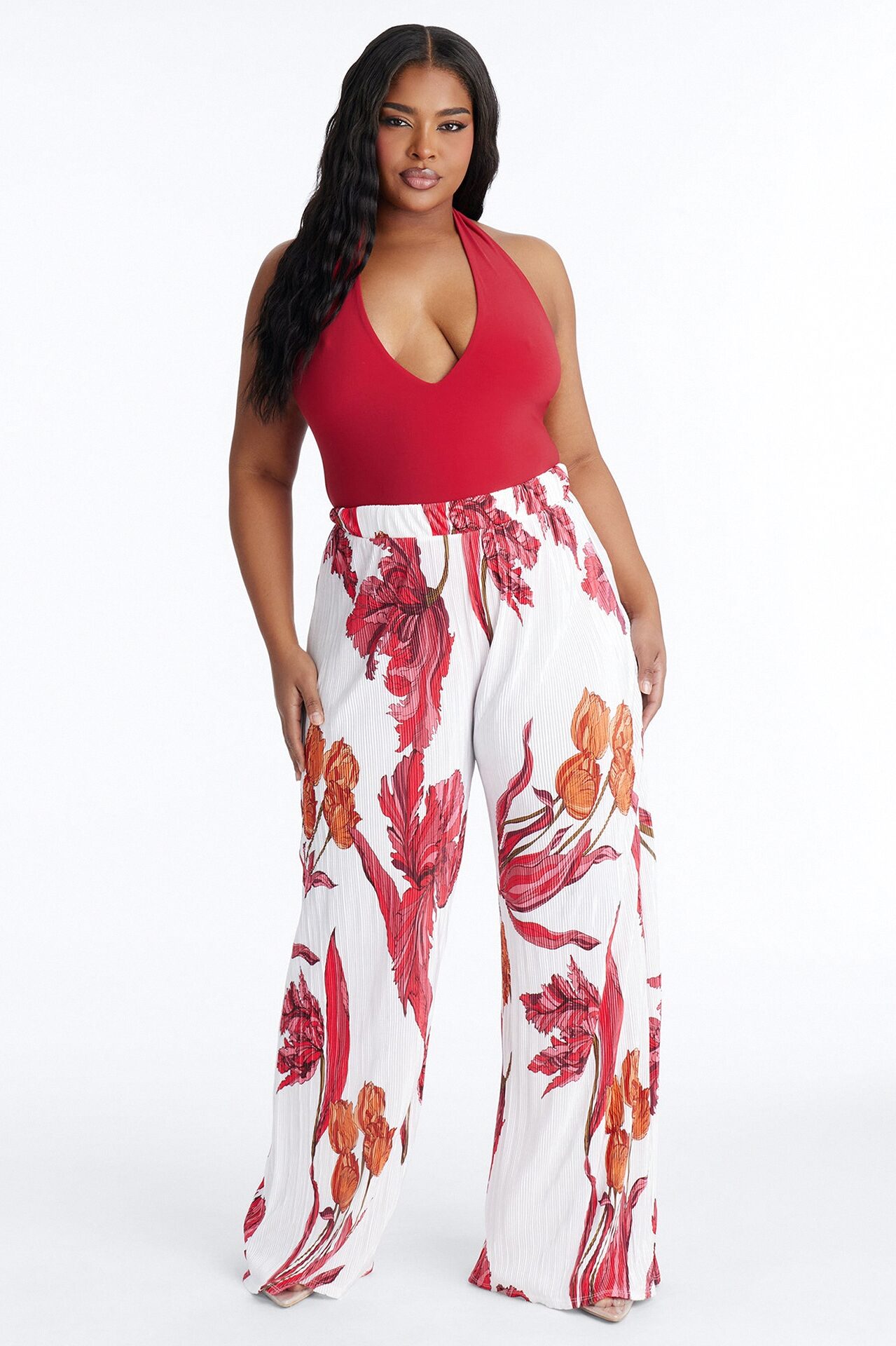 Pure Bliss Printed Plisse Pant - Ivory/combo