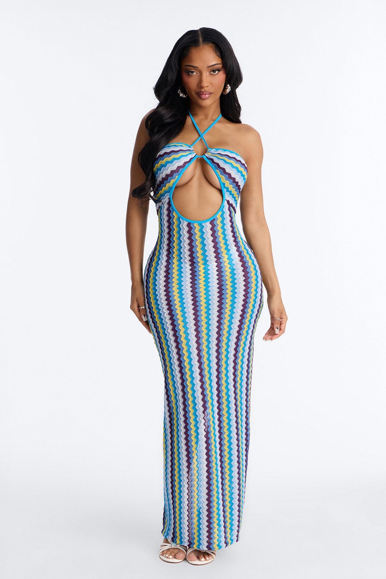 Deep Sea Swim Knit Cover Up Dress - Blue/combo
