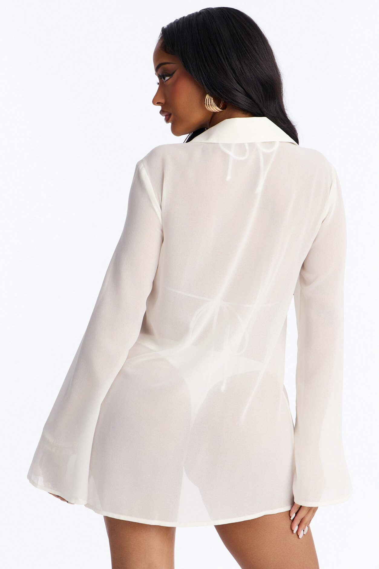 Lush Linen Swim Cover Up Mini Dress - White