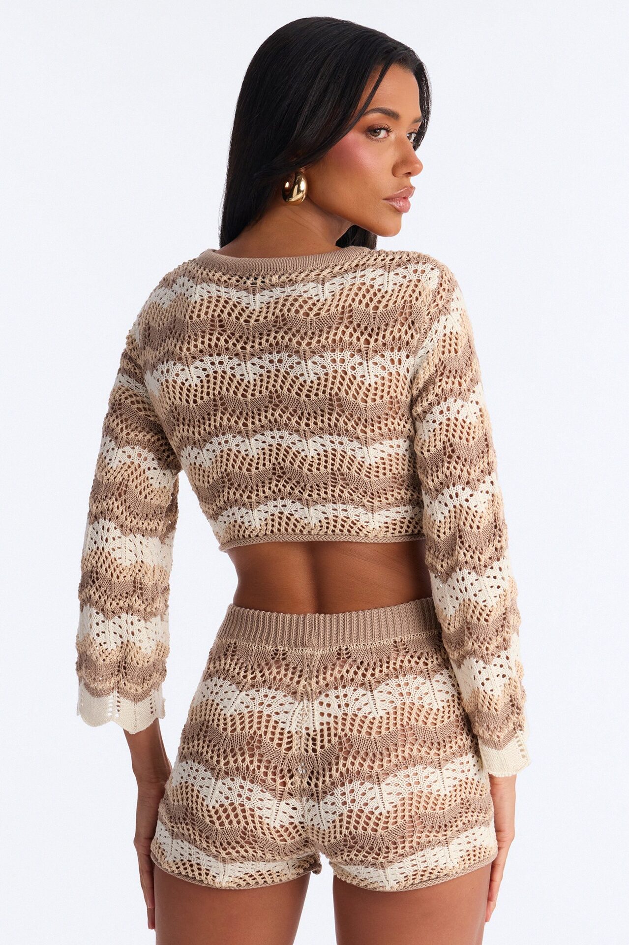 Alana Crochet Short Set - Taupe/combo