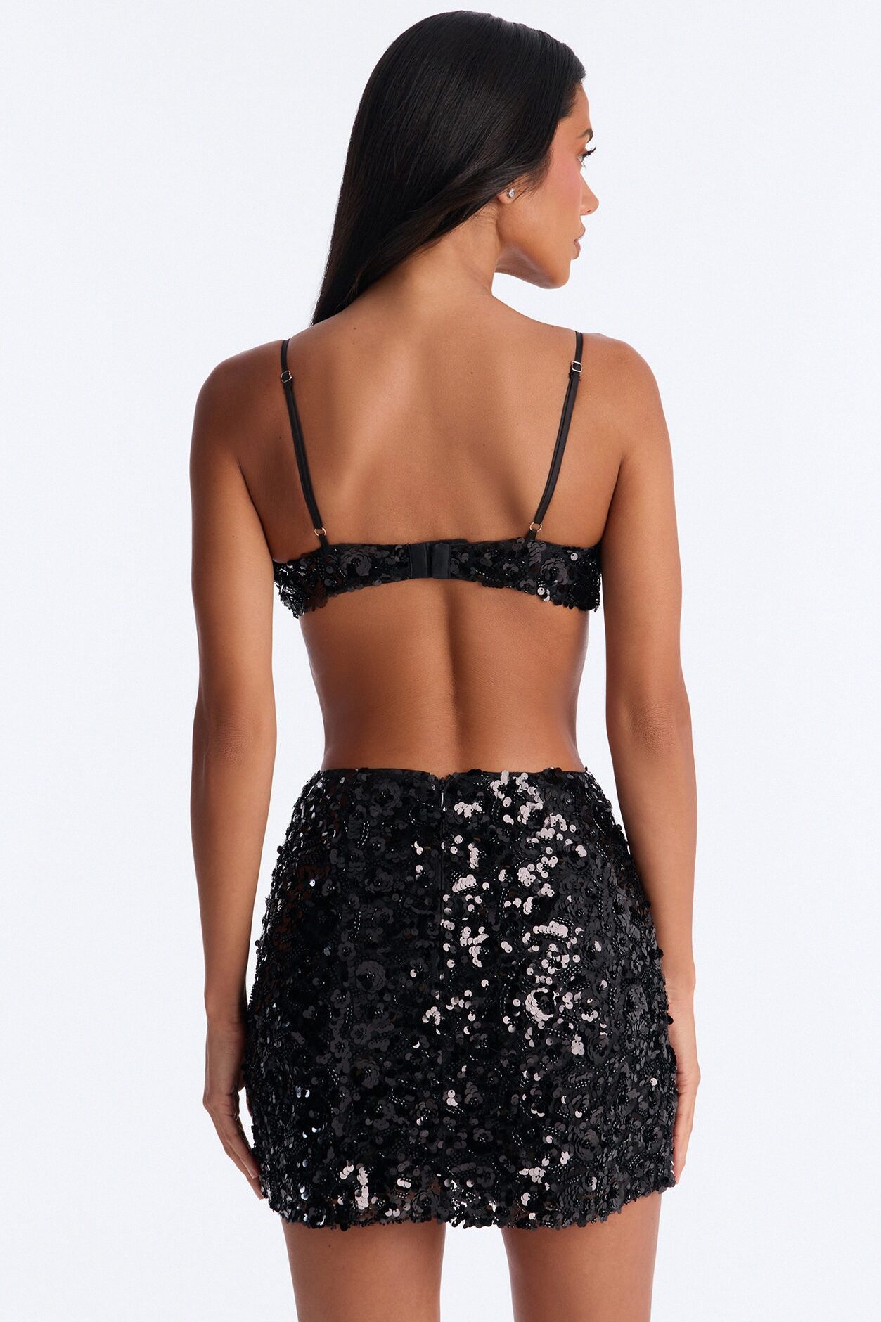 Enchanted Embellished Mini Skirt Set - Black