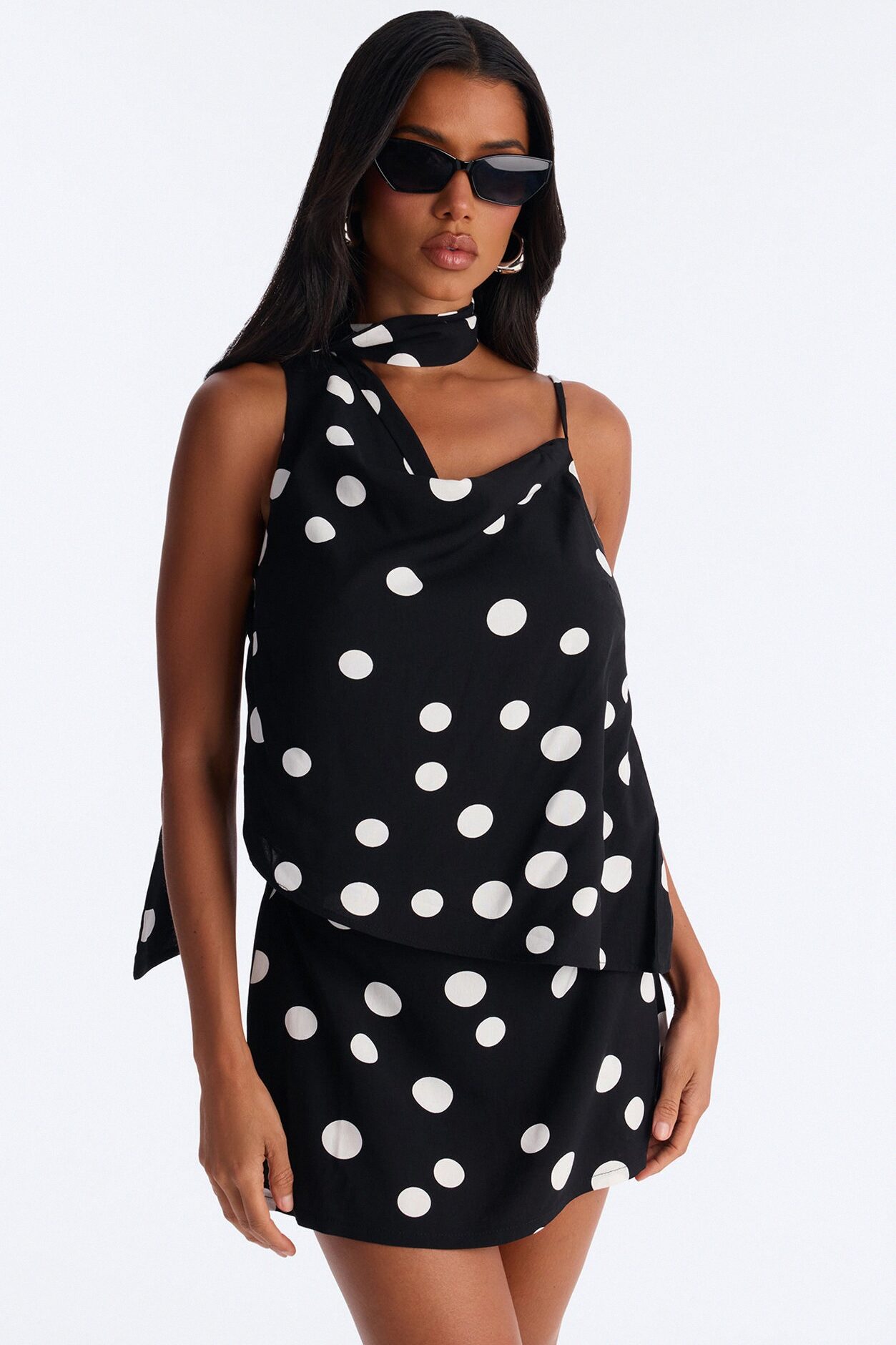 Sweet Spots Polka Dot Skirt Set - Black/White