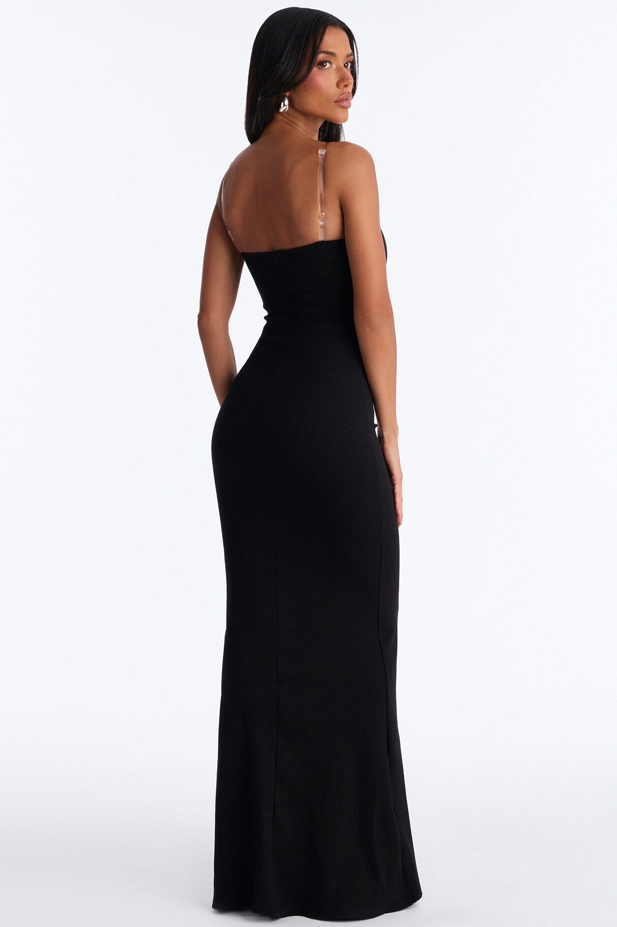 Scarlett Snatched Clear Strap Maxi Dress - Black