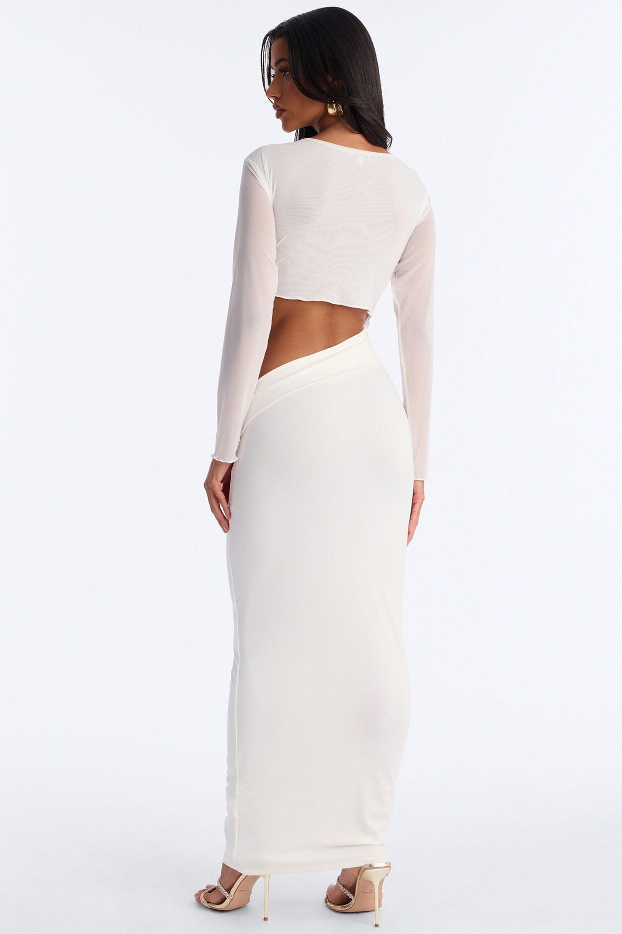 Body Language Mesh Maxi Dress - White