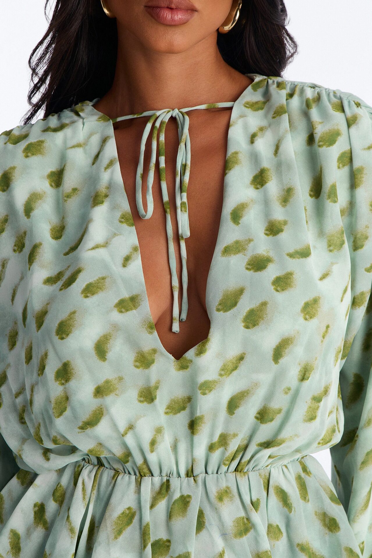Nora Ruffle Romper - Green