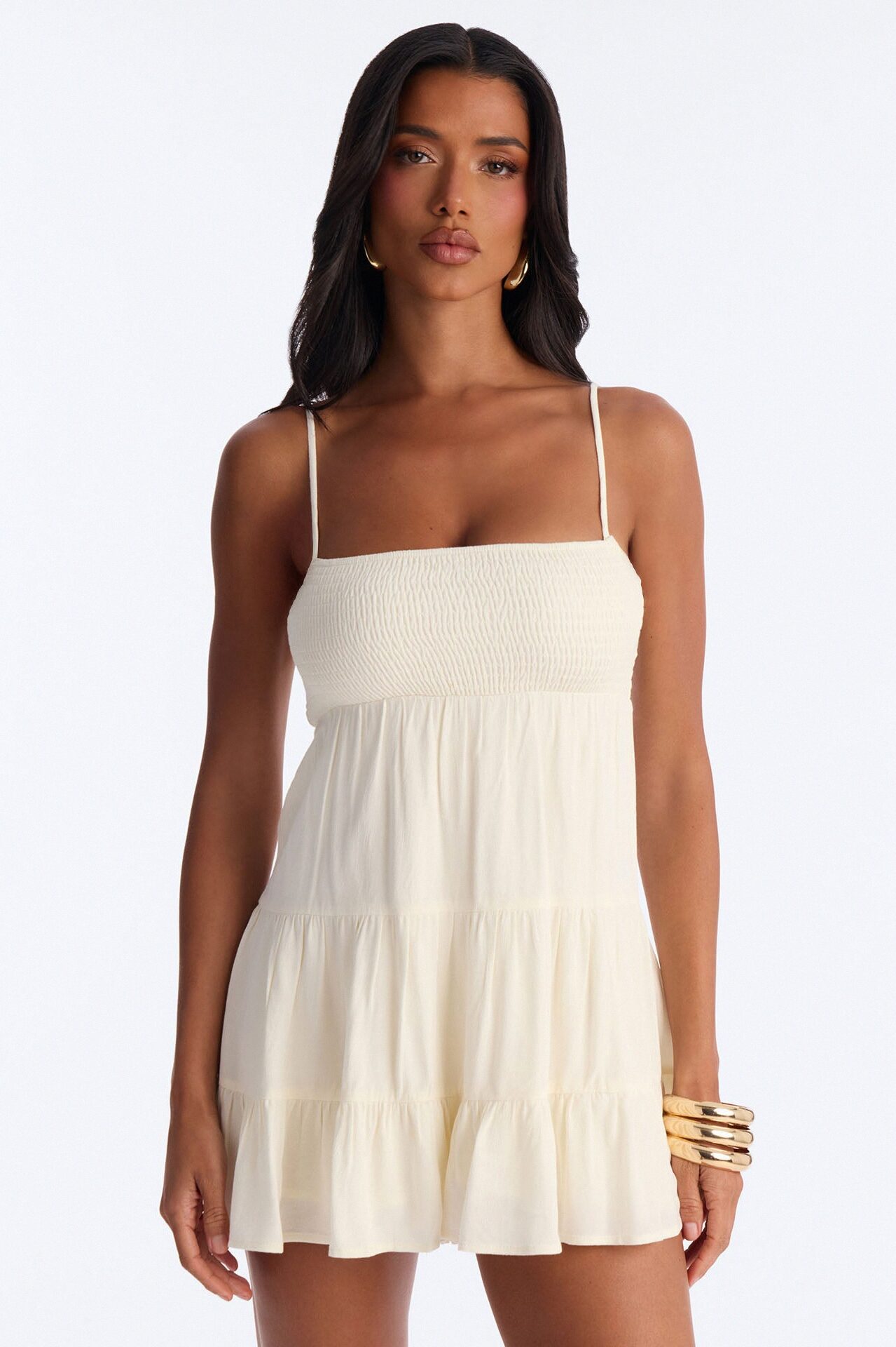 Around The Water Smocked Romper - Cream