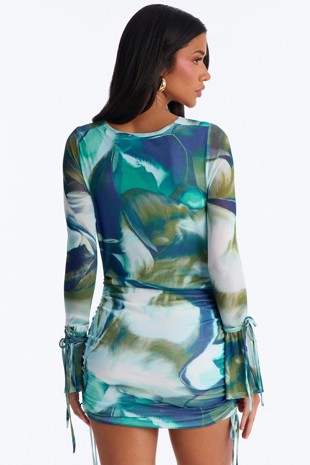 Melinda Mesh Micro Mini Dress - Blue/combo
