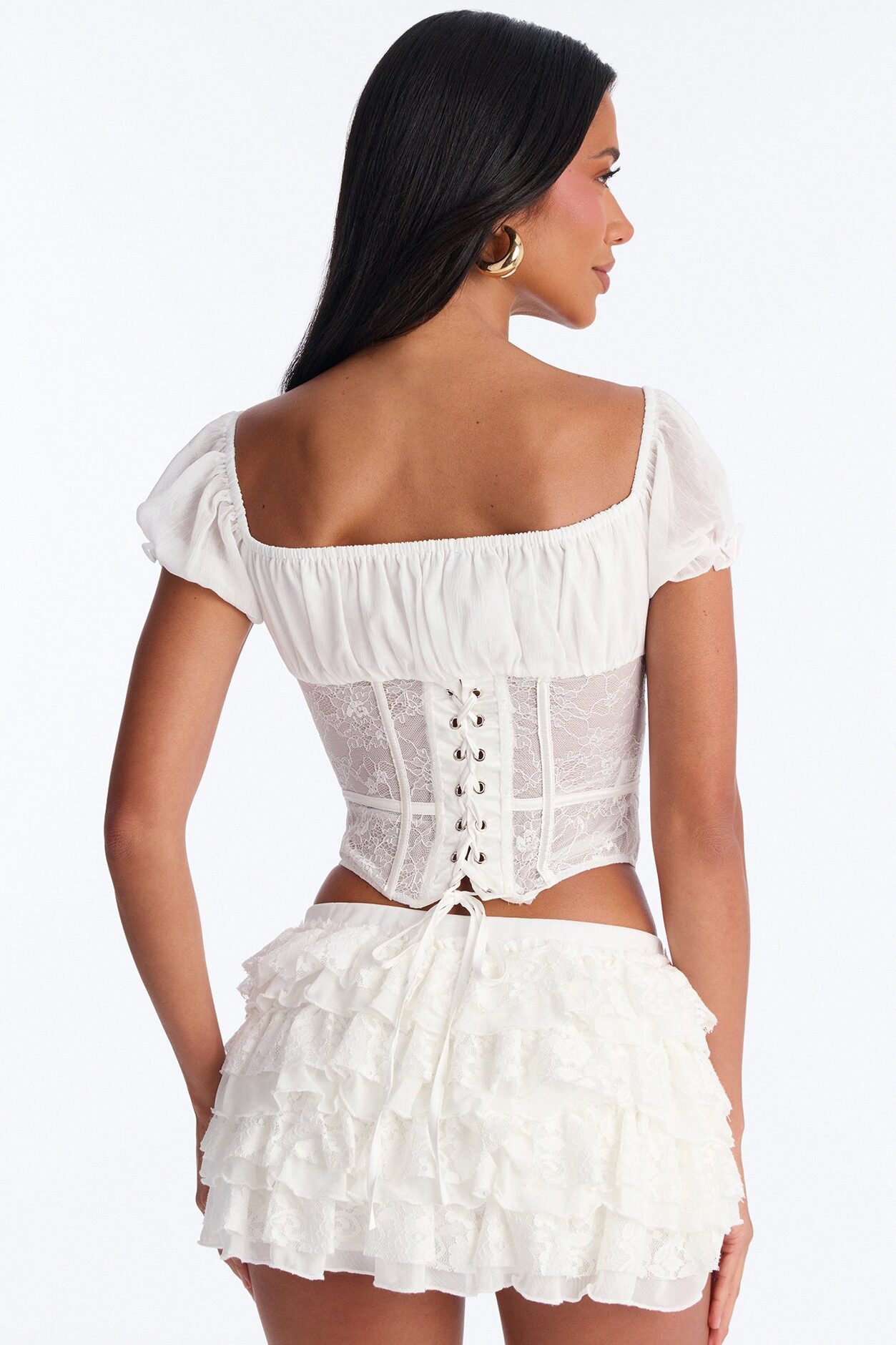 Love Me Slowly Lace Up Corset - White