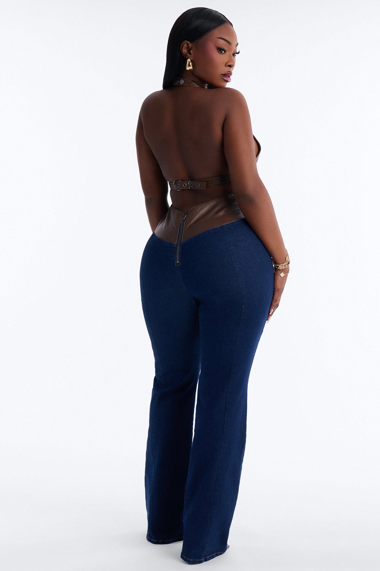 Midnight Rodeo Backless Denim Jumpsuit - Dark Wash