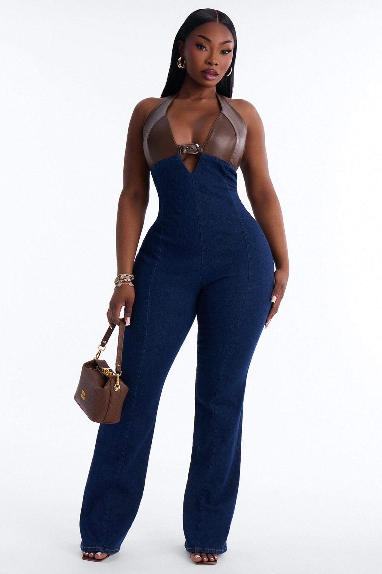 Midnight Rodeo Backless Denim Jumpsuit - Dark Wash