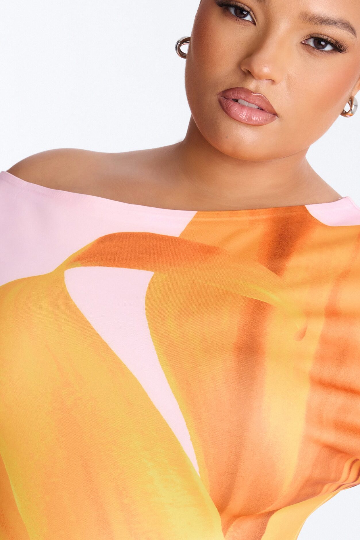 Gardenia One Shoulder Floral Midi Dress - Orange/combo