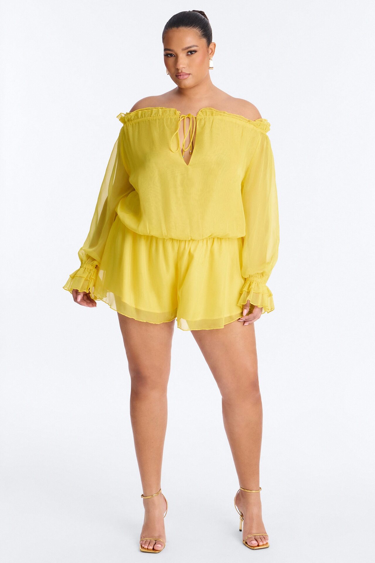Dasha Chiffon Flowy Romper - Yellow