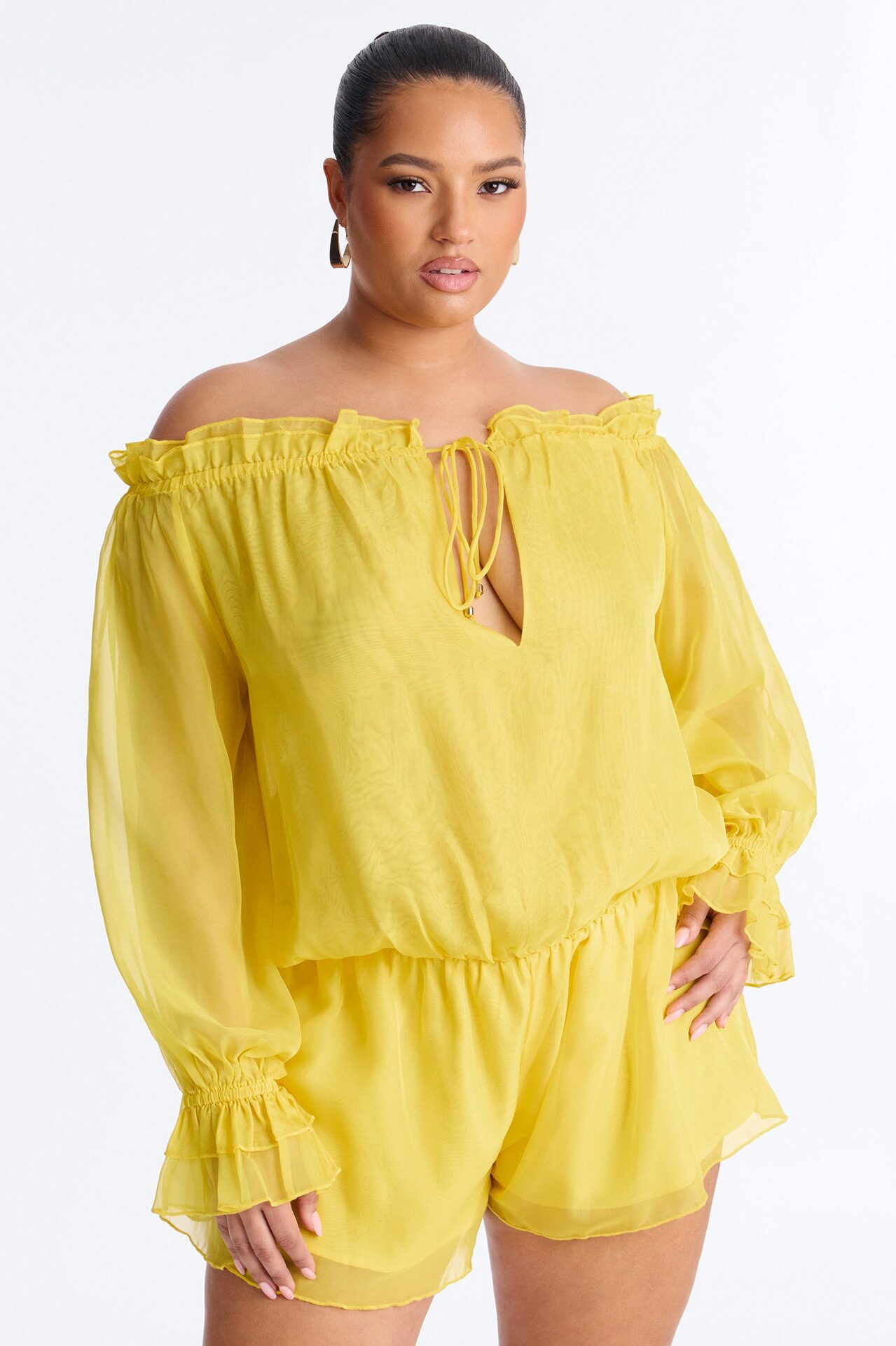 Dasha Chiffon Flowy Romper - Yellow
