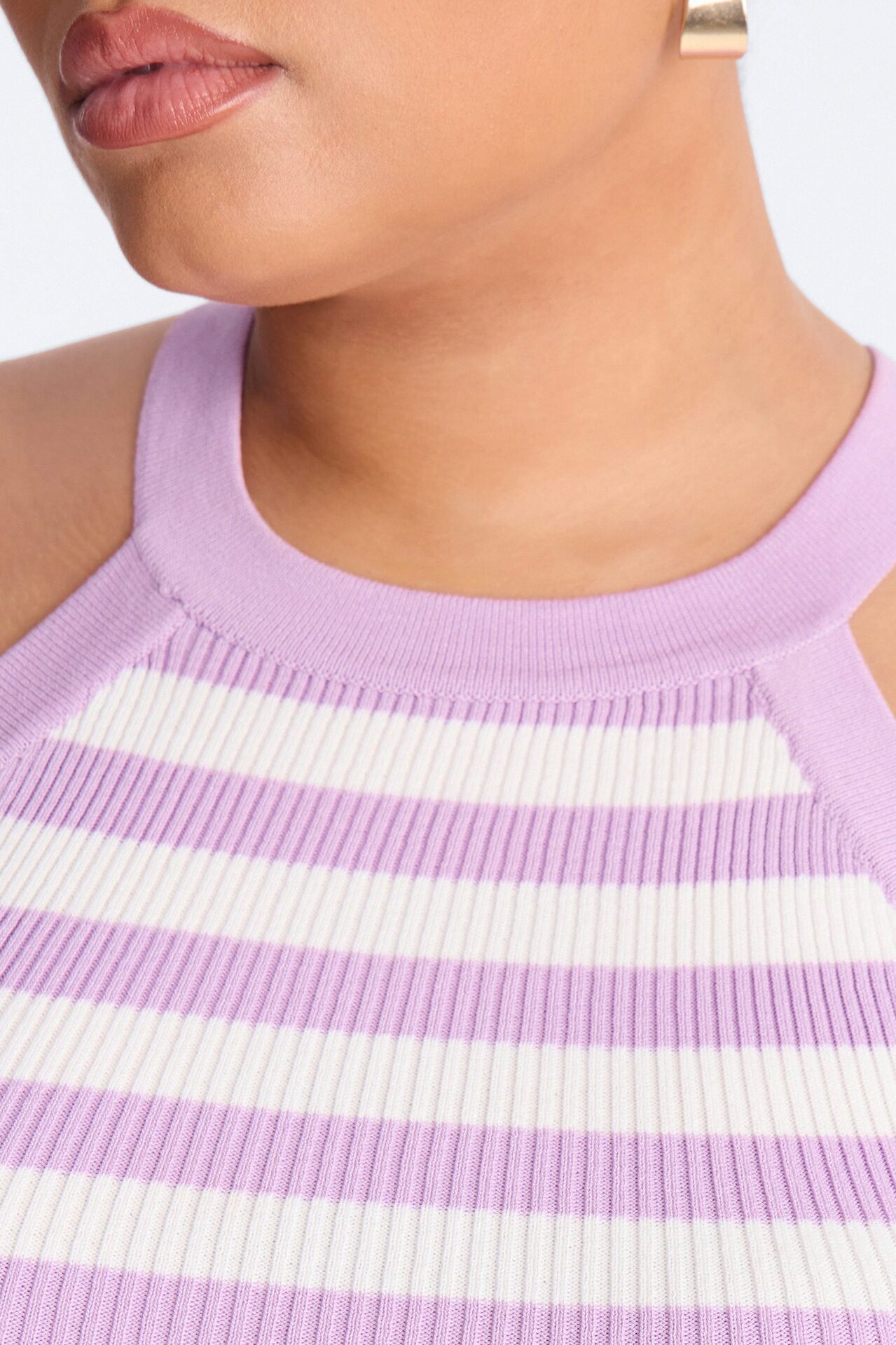 Sawyer Striped Ribbed Mini Dress - Lavender
