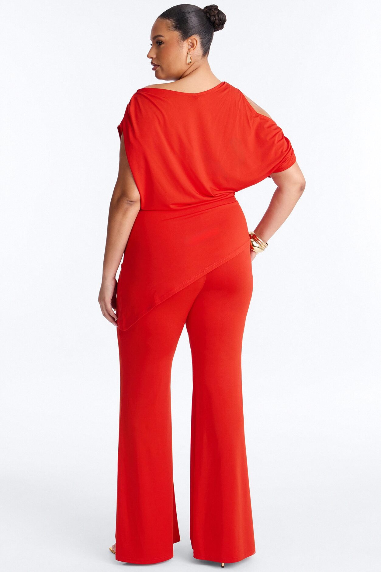 Victoria Asymmetrical Pant Set - Tomato Red
