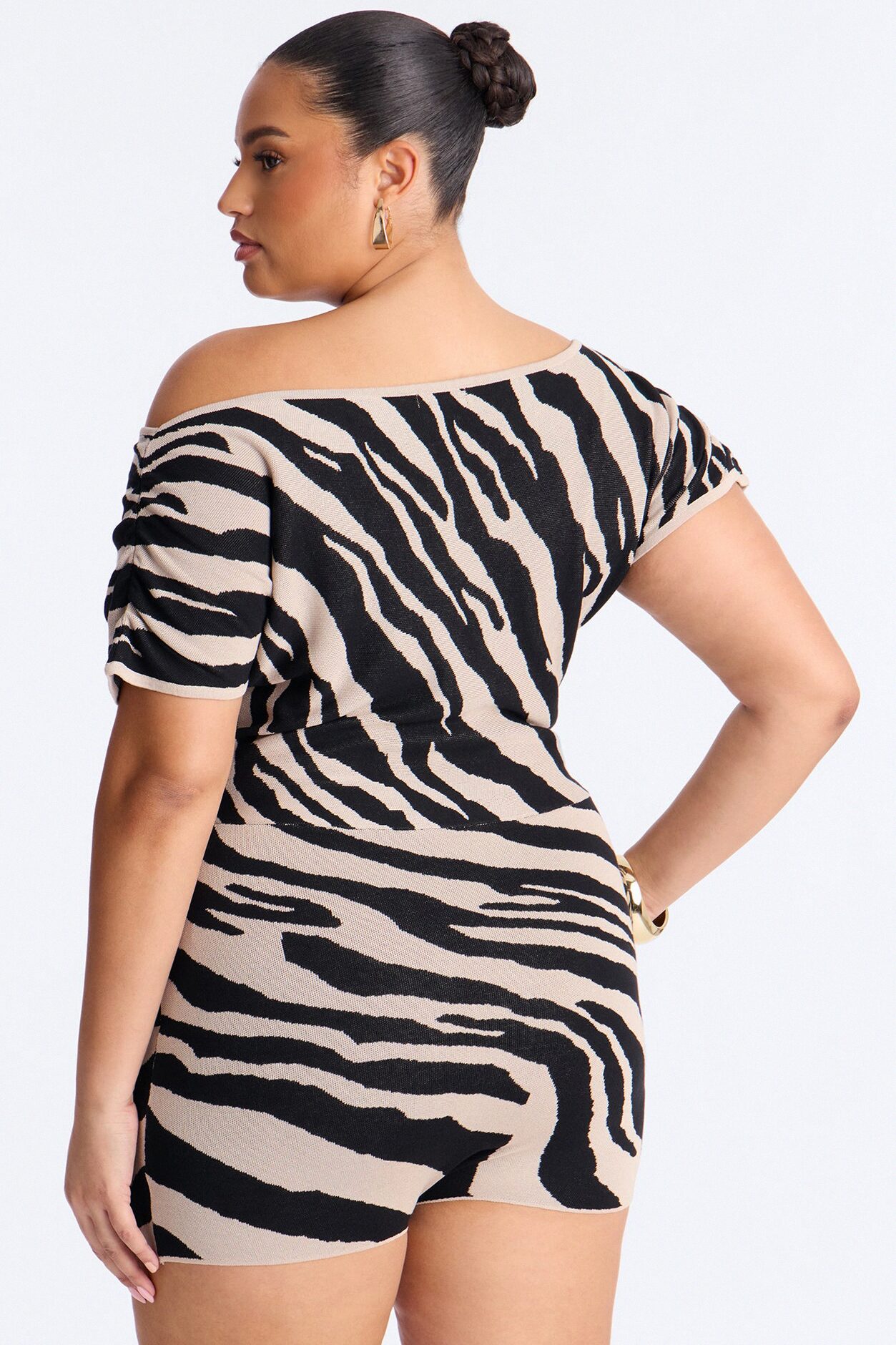 Jessa Zebra Micro Knit Romper - Black/combo