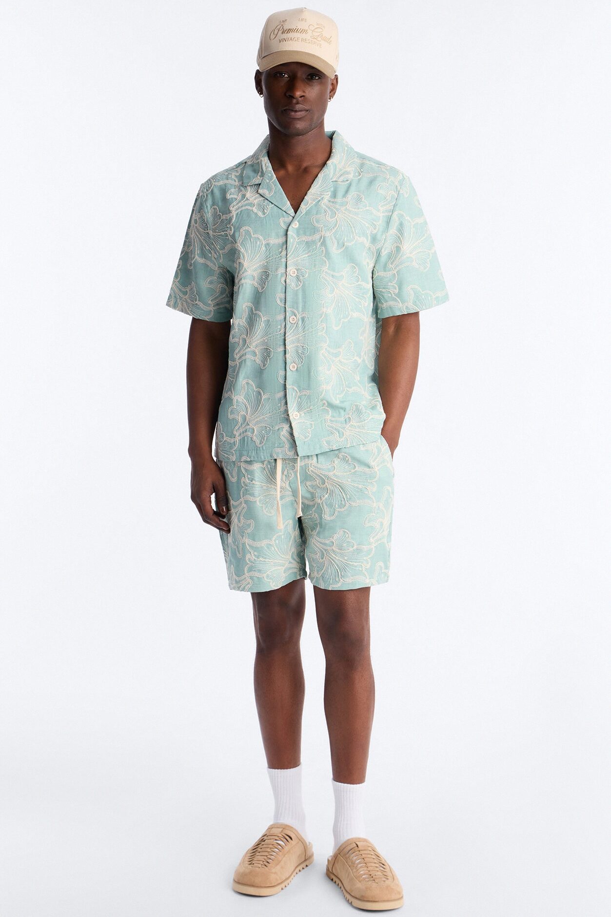 Coastal Drift Cuban Button Up Shirt - Mint