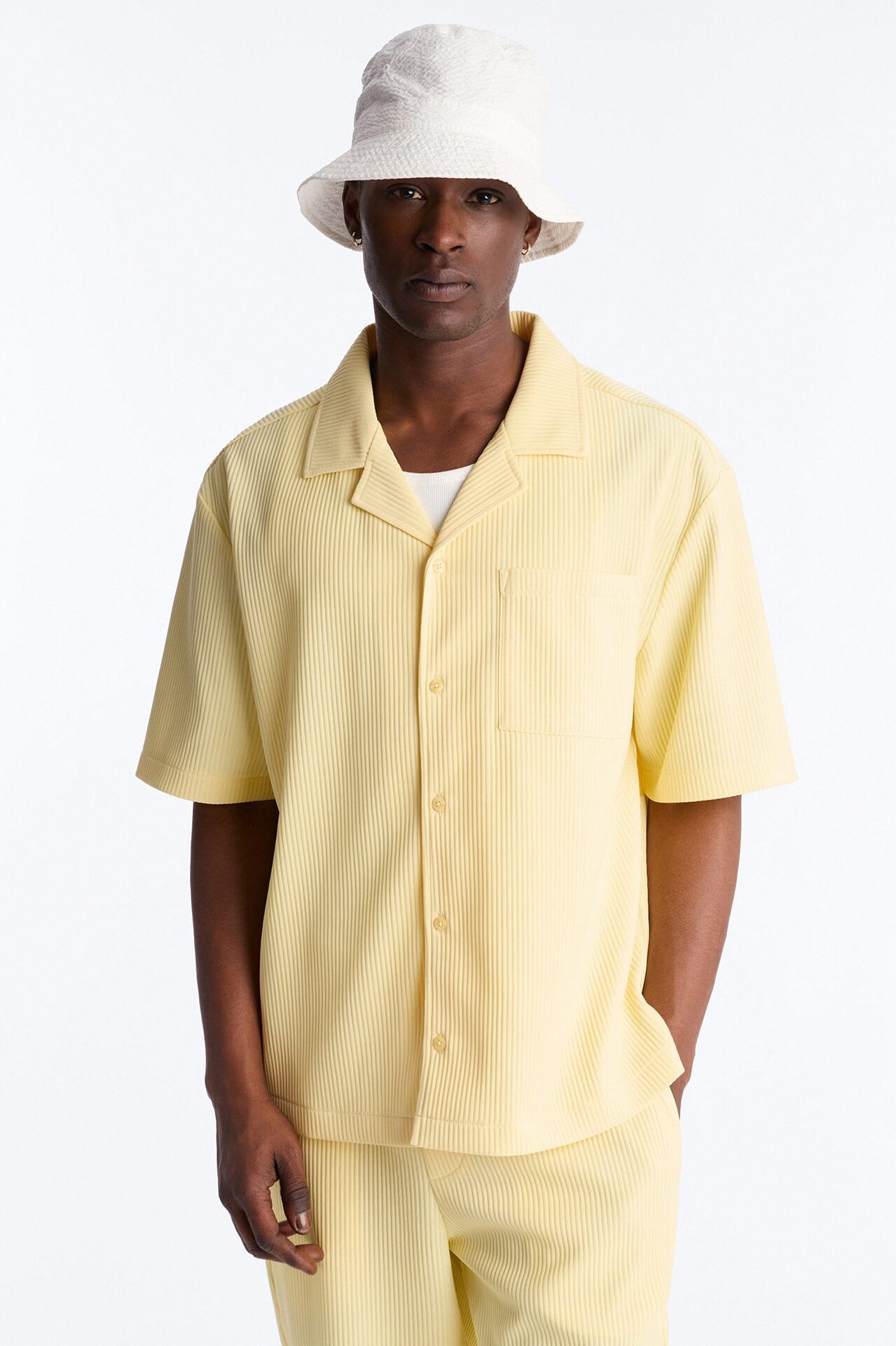 Show Up Short Sleeve Cuban Shirt - Butter Yellow