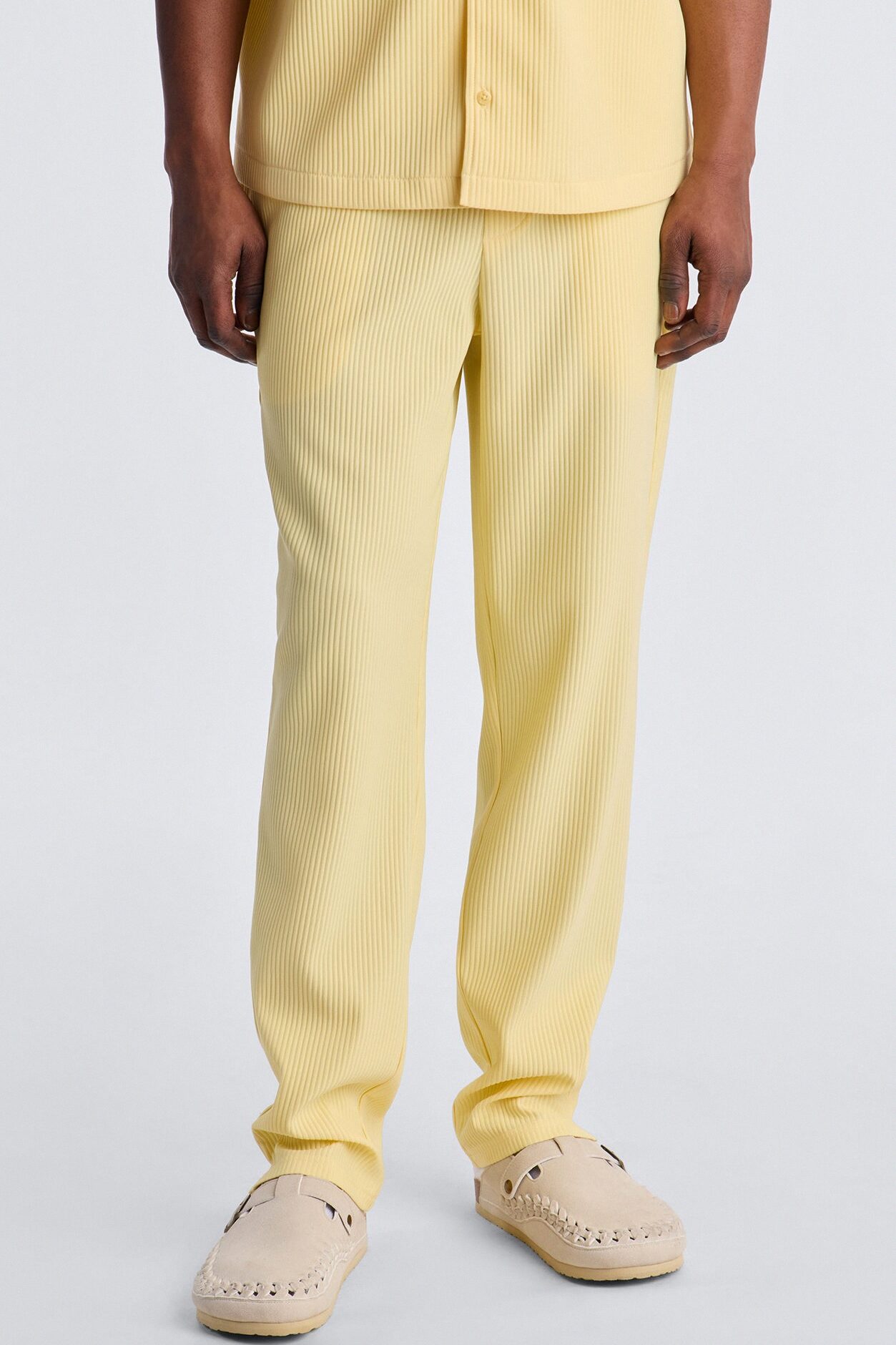 Show Up Slim Slit Pants - Butter Yellow