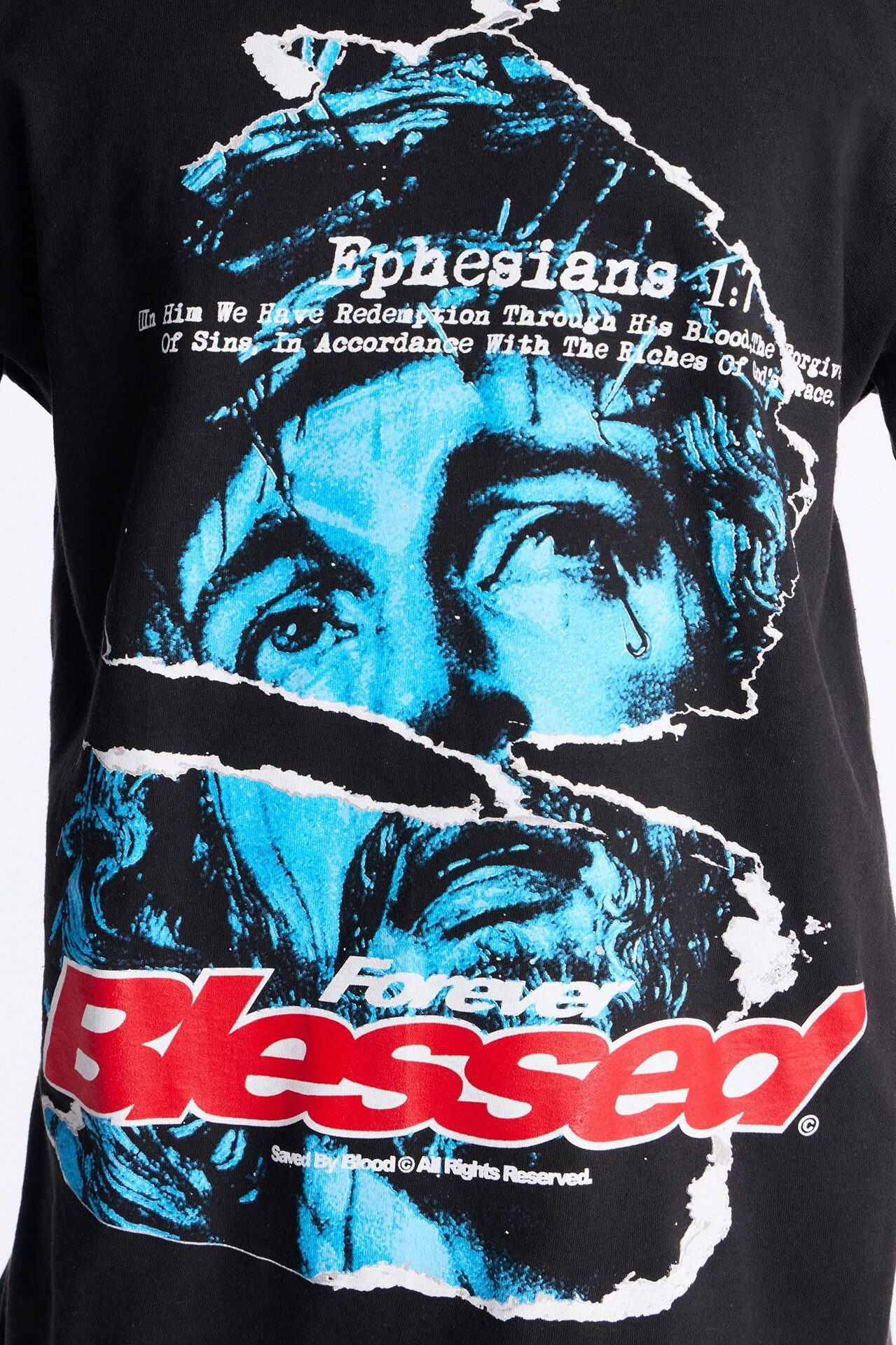 Never Stressed Forever Blessed Oversized Short Sleeve Tee - Black