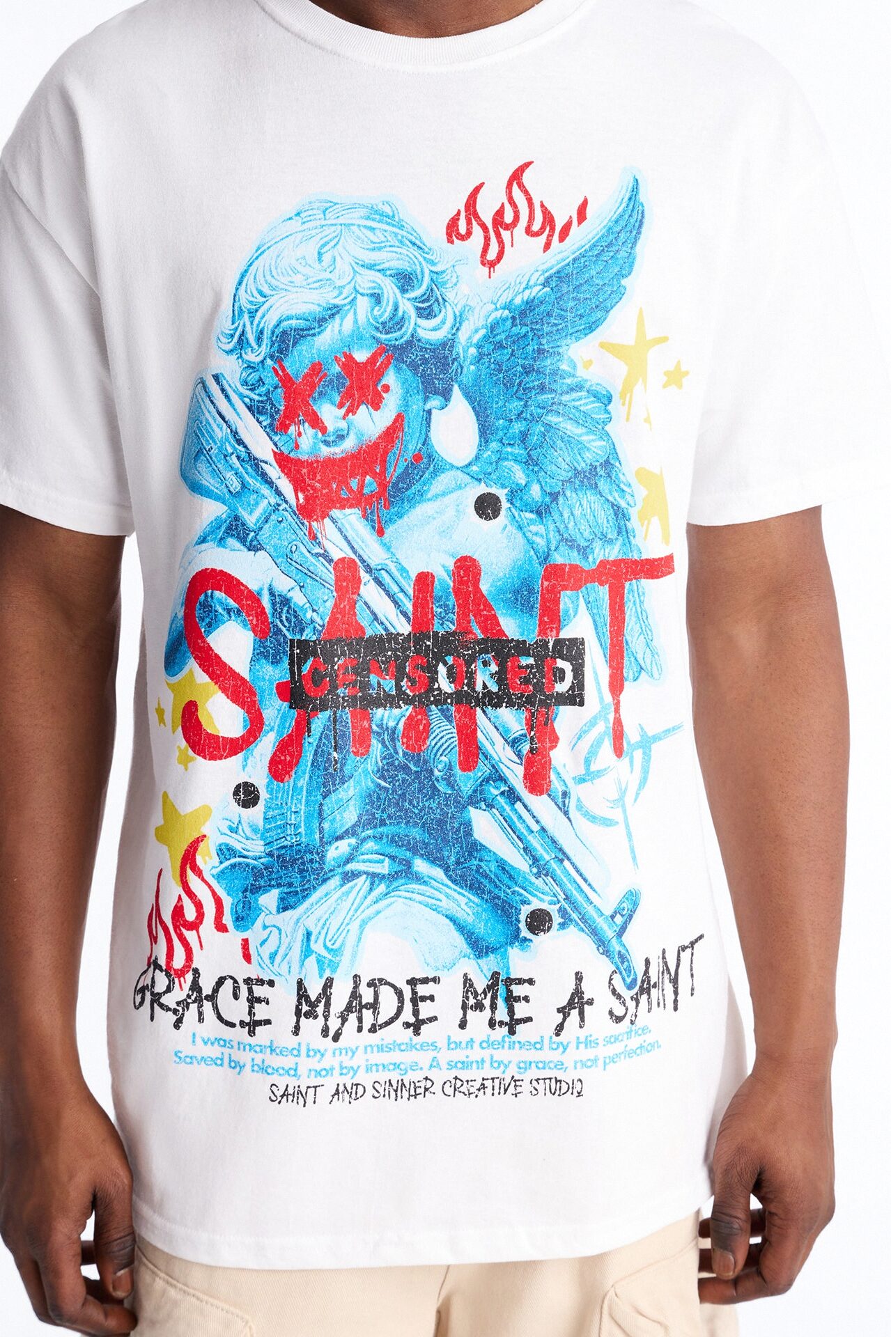 Grace Made Me A Saint Short Sleeve Tee - White