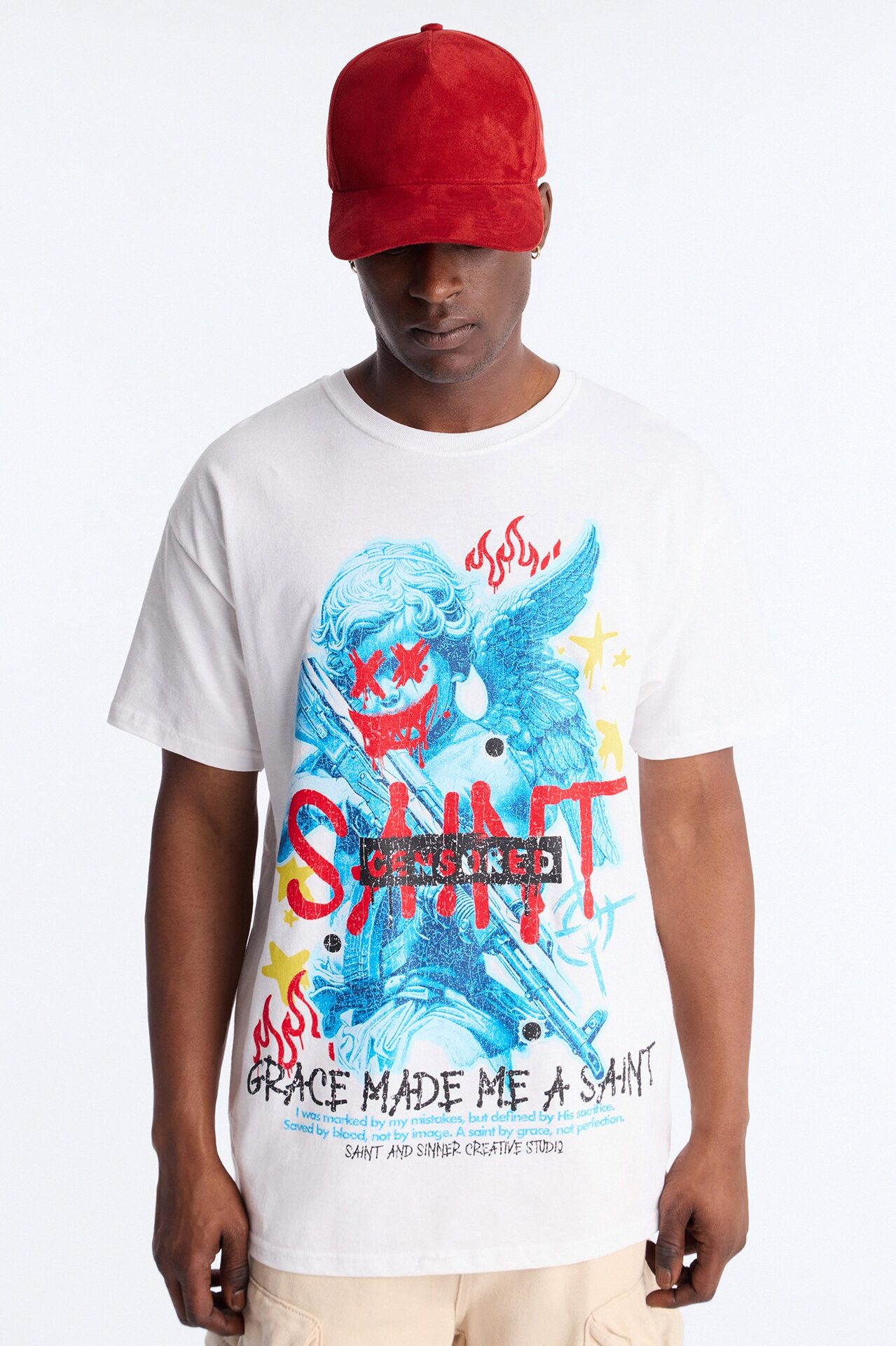 Grace Made Me A Saint Short Sleeve Tee - White