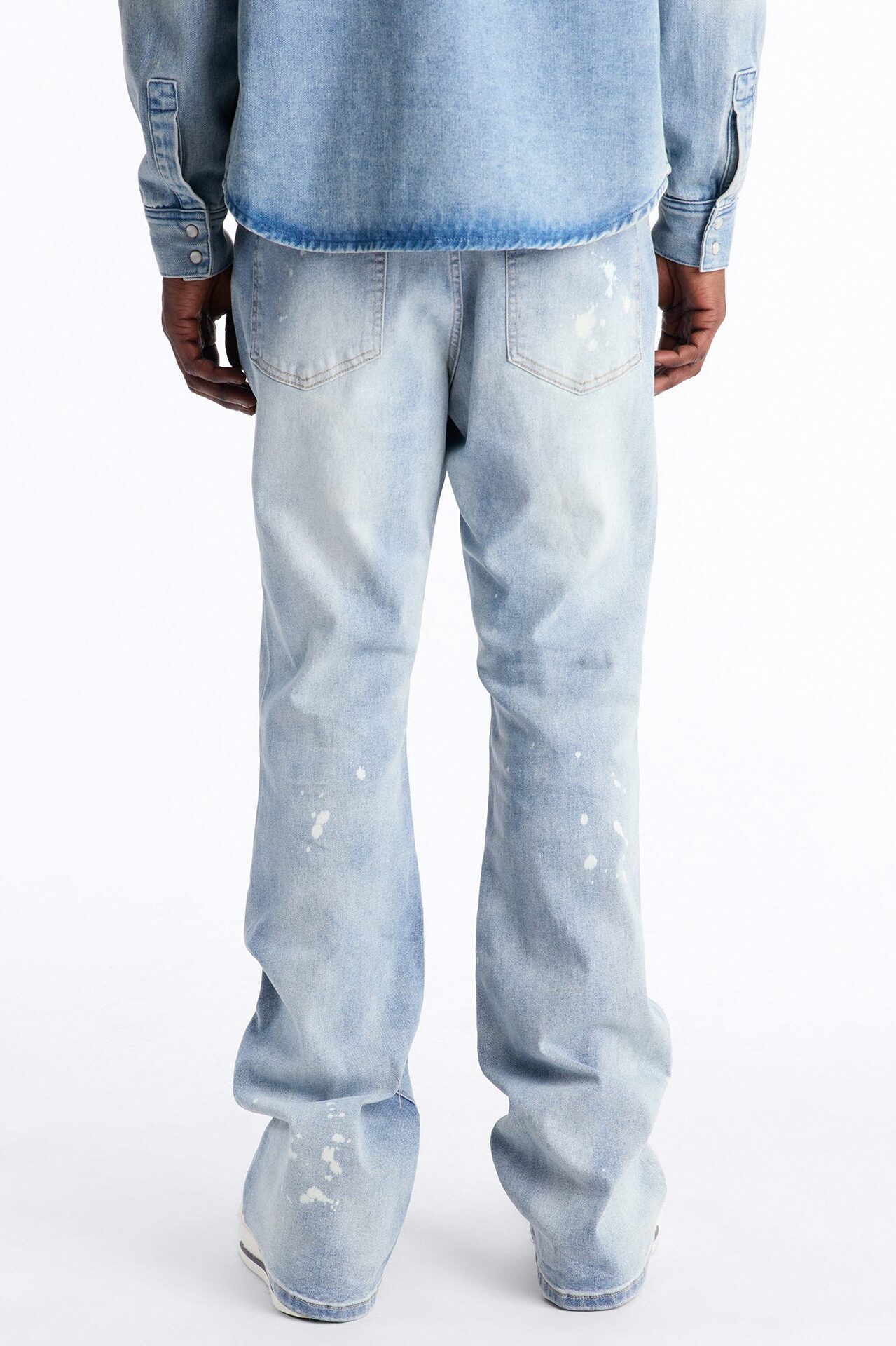 Stacked Skinny Flare Paisley Jungle Jean - Medium Blue Wash
