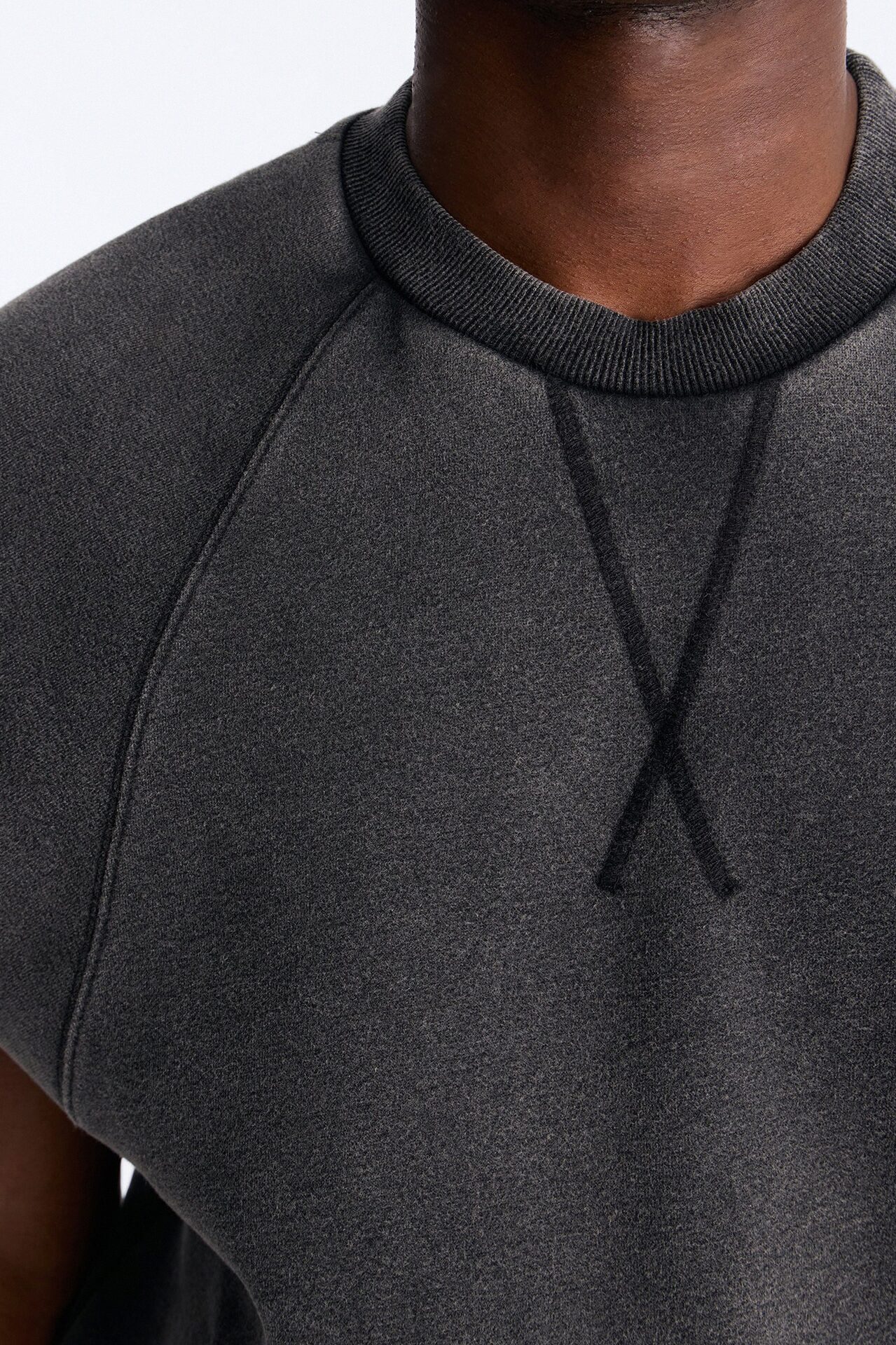Washed Raw Edge Relaxed Muscle Tee - Black Wash
