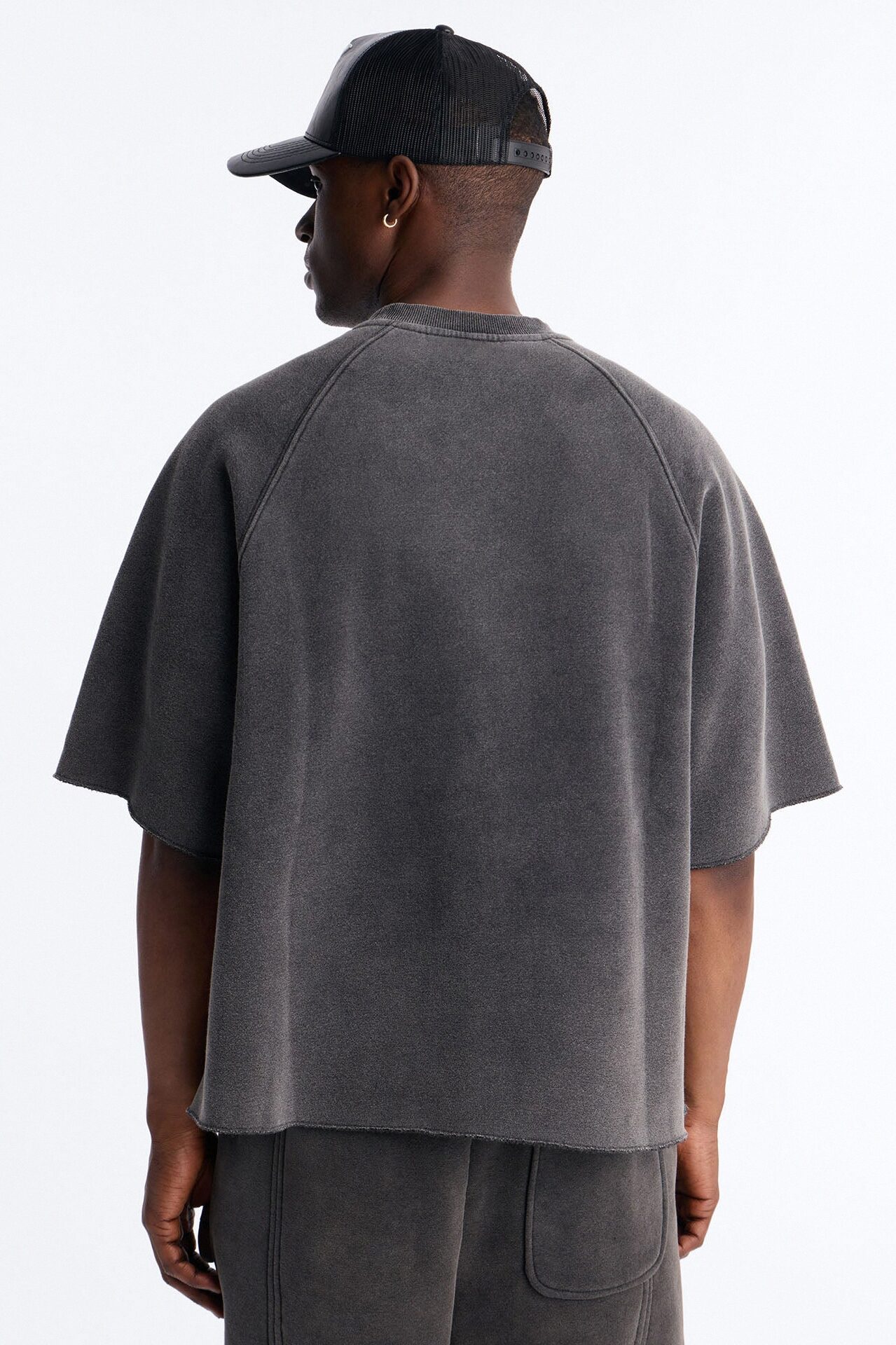 Washed Raw Edge Oversized Tee - Black Wash