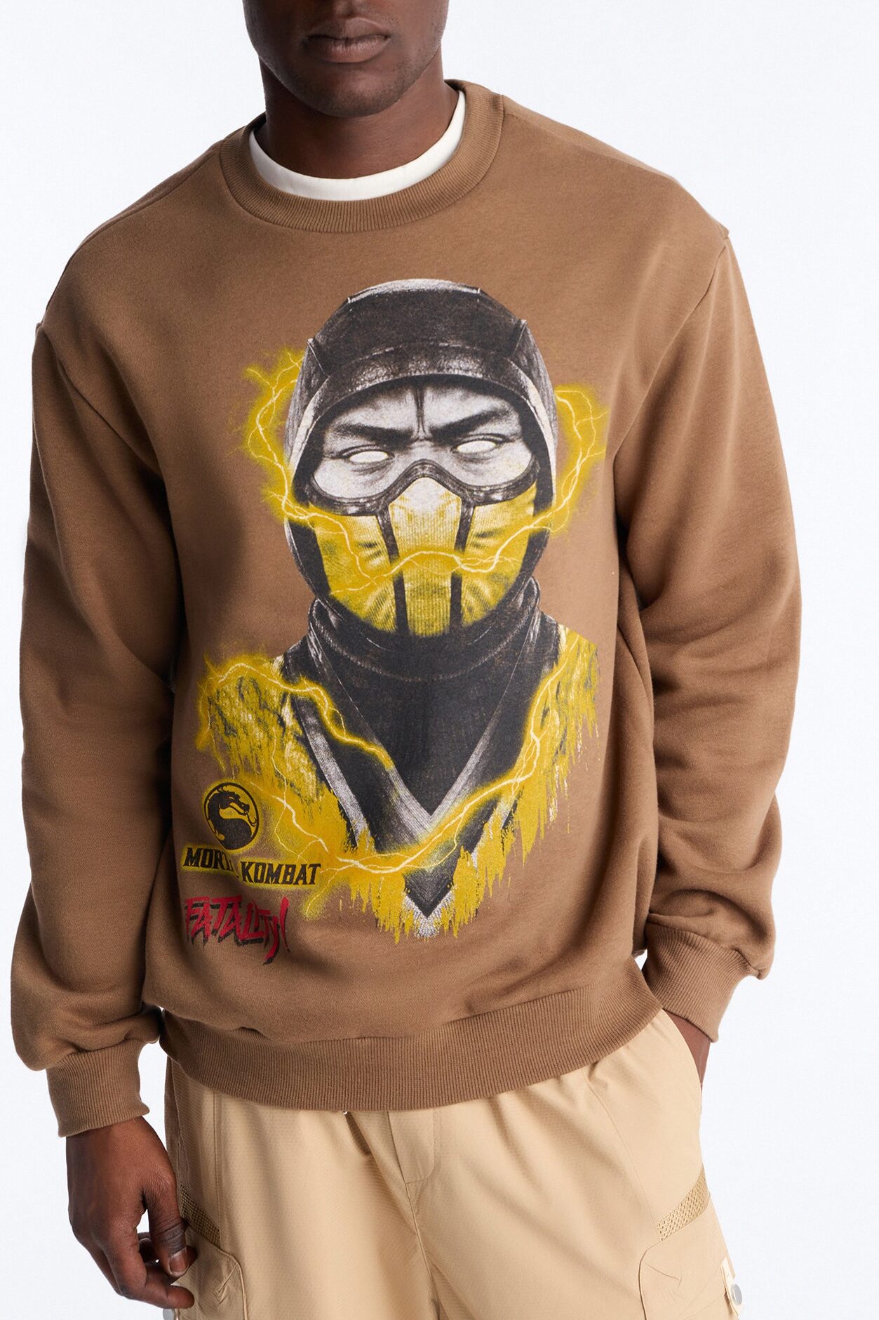 Mortal Kombat Scorpion Crewneck Sweatshirt - Taupe