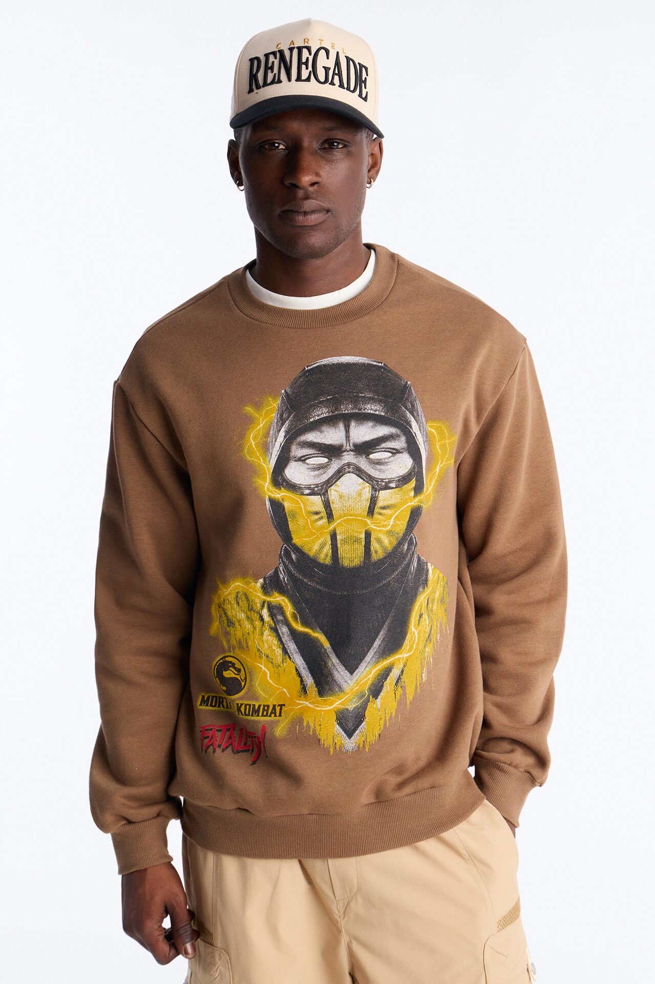 Mortal Kombat Scorpion Crewneck Sweatshirt - Taupe