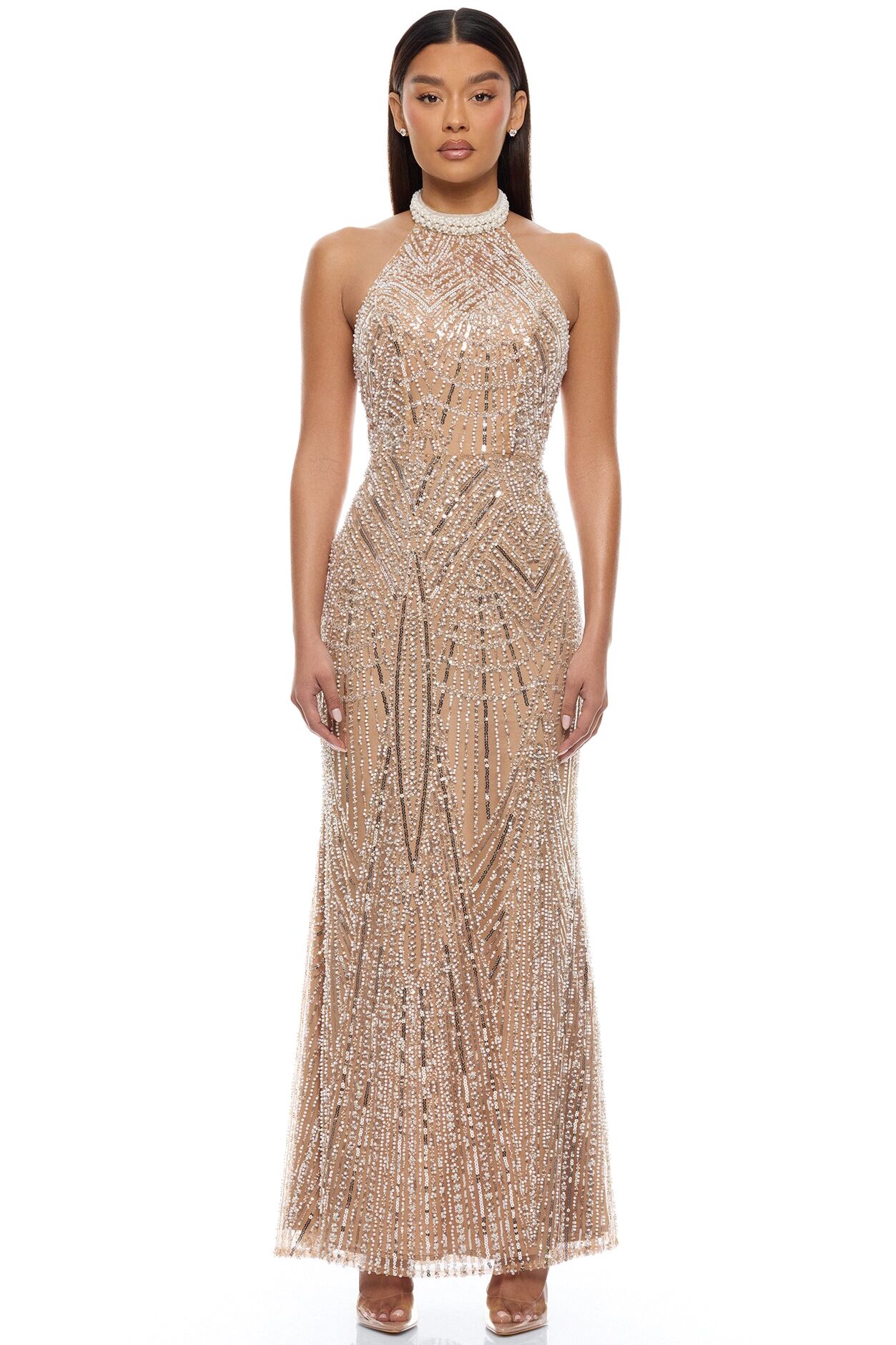 Take Back The Night Embellished Gown - Nude
