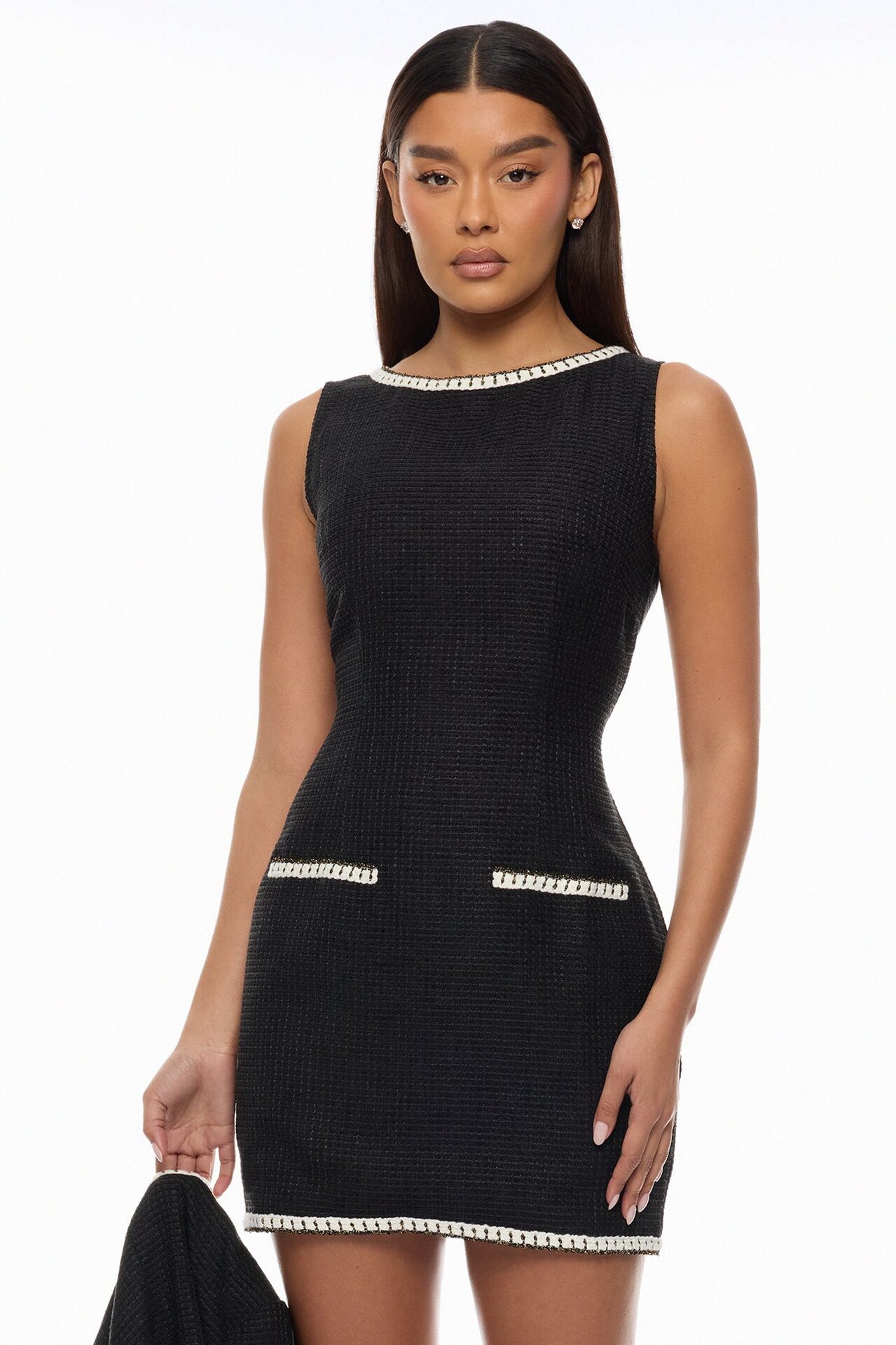 Juliette Tweed 2 Piece Mini Dress Set - Black