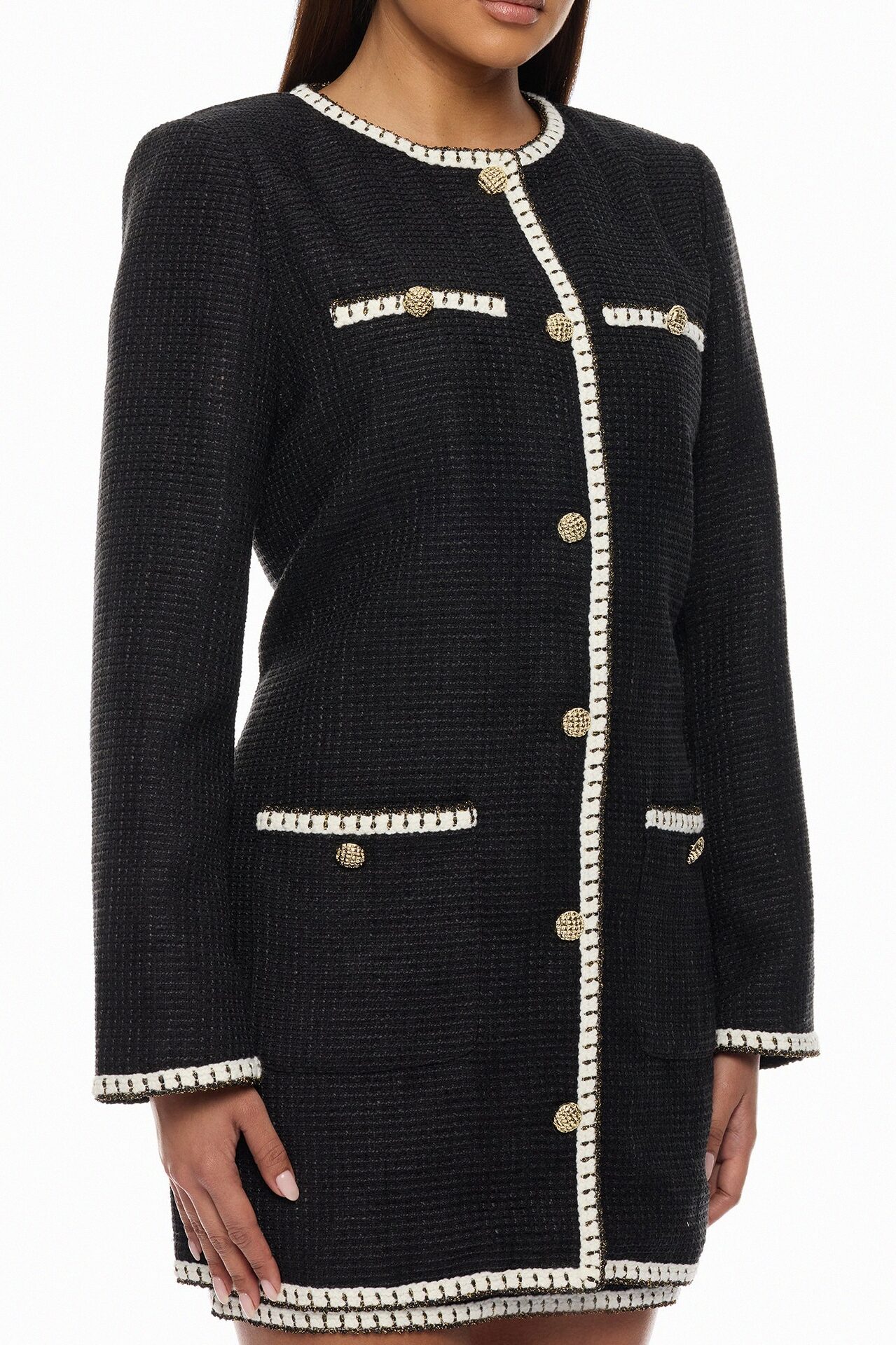 Juliette Tweed 2 Piece Mini Dress Set - Black