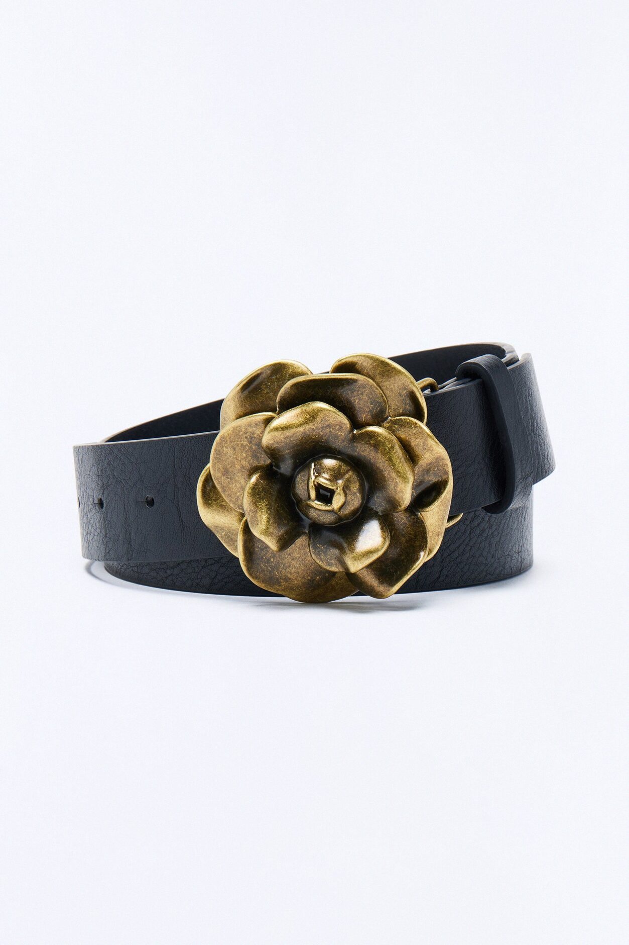 Taken Faux Leather Floral Belt - Black