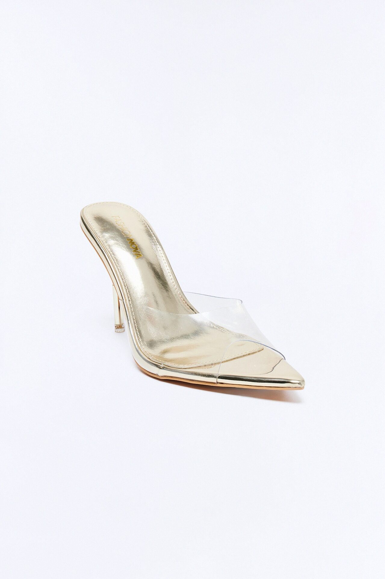 Jammi Clear Strap Stiletto Heels - Gold