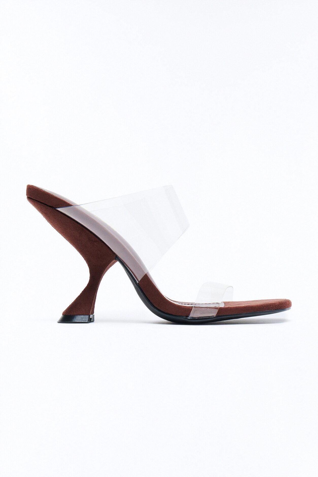 Nitsa Clear Strap Heels - Chocolate