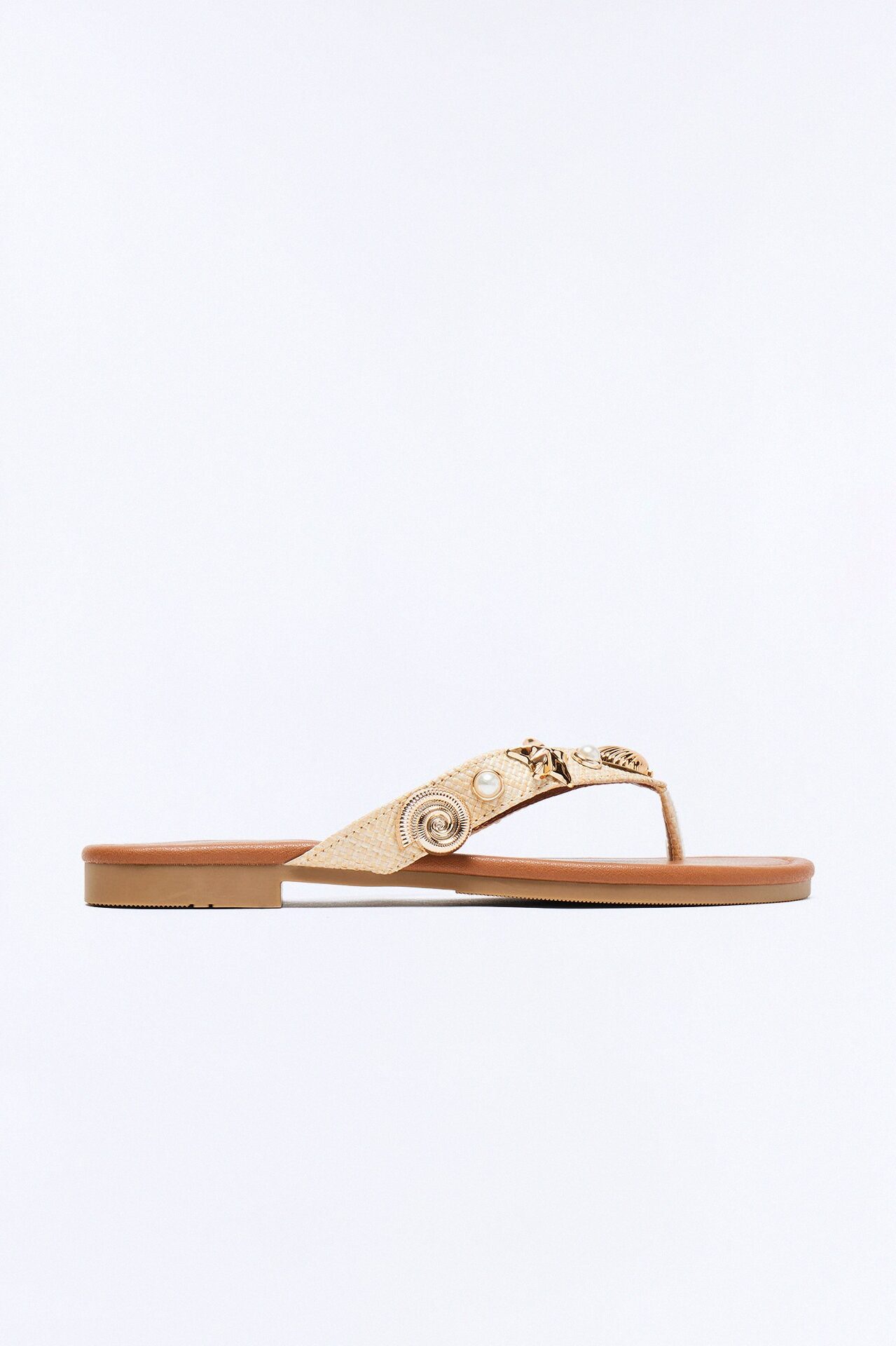 Nadia Sea Shell Flip Flops - Natural