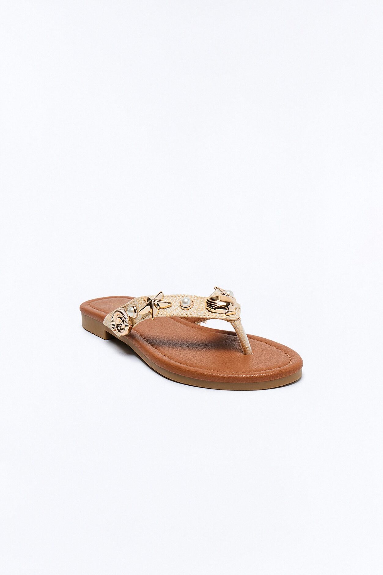 Nadia Sea Shell Flip Flops - Natural