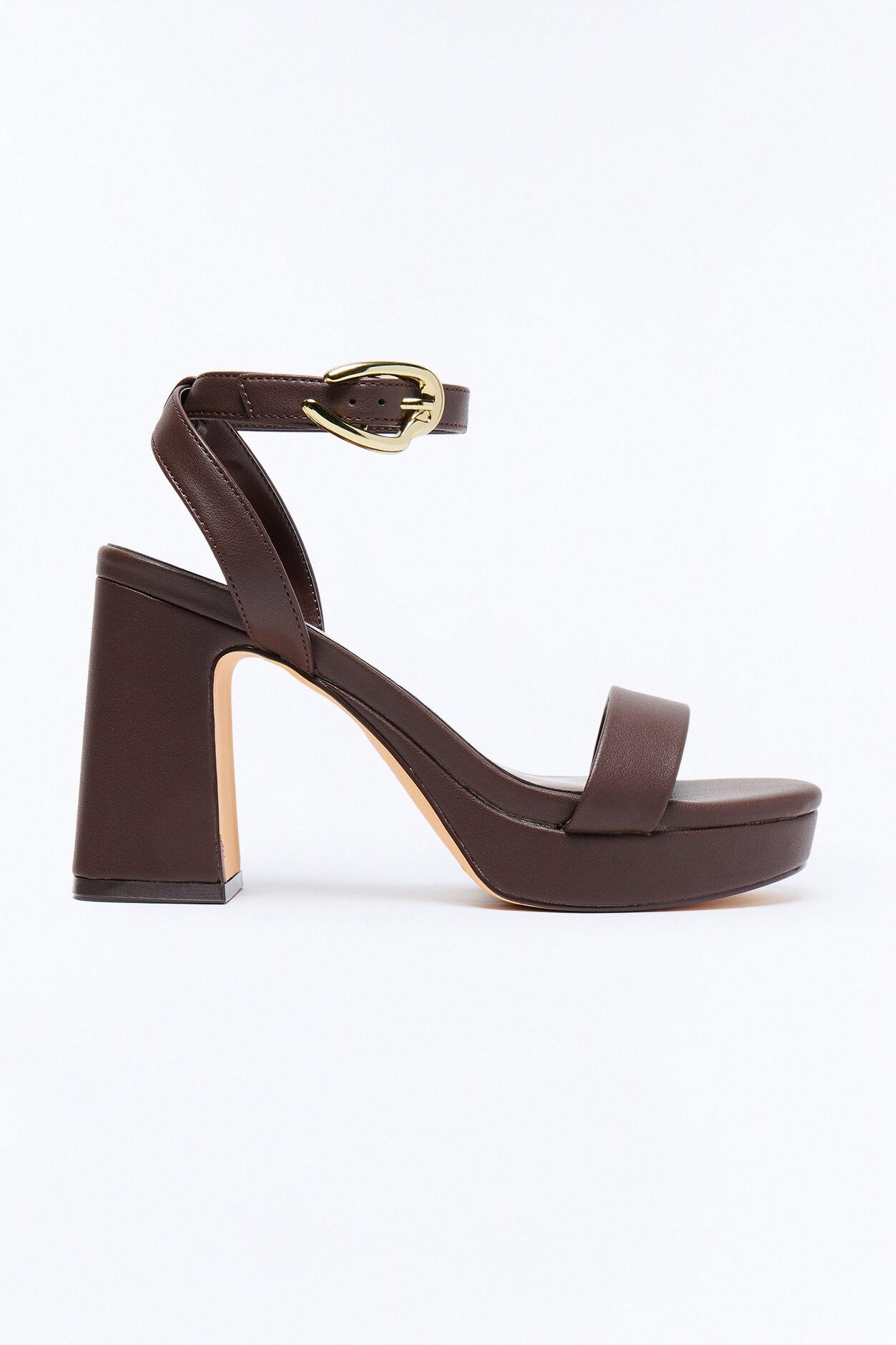 Barba Buckle Ankle Strap Platform Heels - Brown