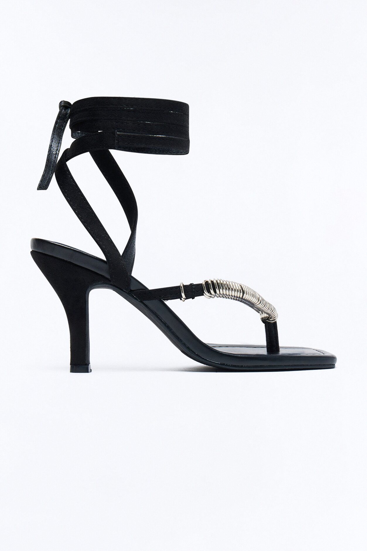 Flexa Thong Wrap Up Heels - Black